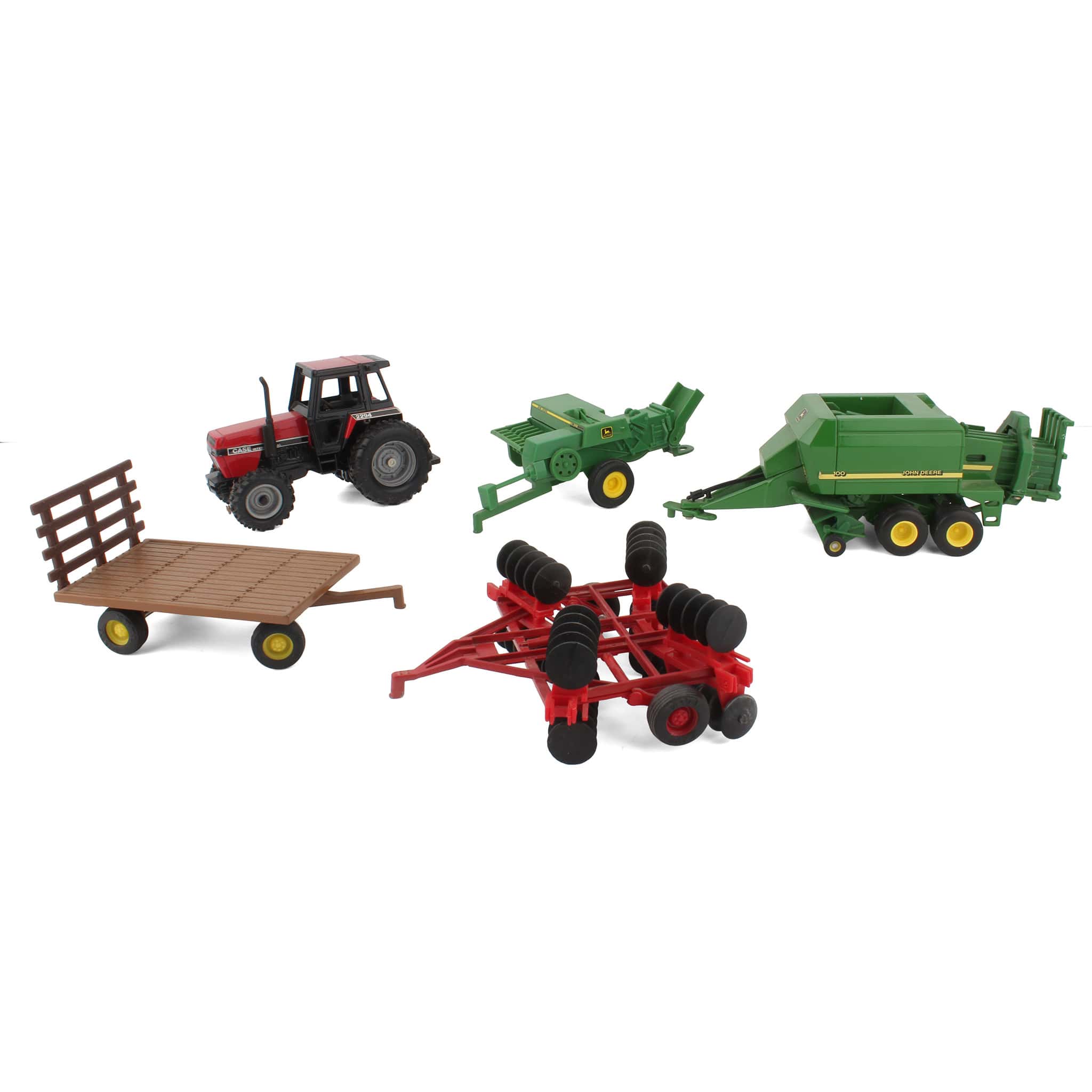 Lot of (1) 1/32 Case Tractor and (4) 1/32 Farm Implements