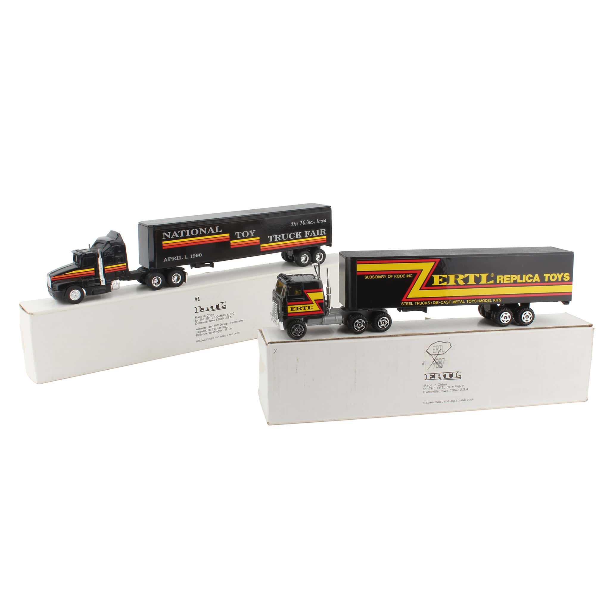 Lot of (1) 1/64 1990 National Toy Trucker Fair Semi and (1) 1/64 ERTL Replica Toy Semi by ERTL