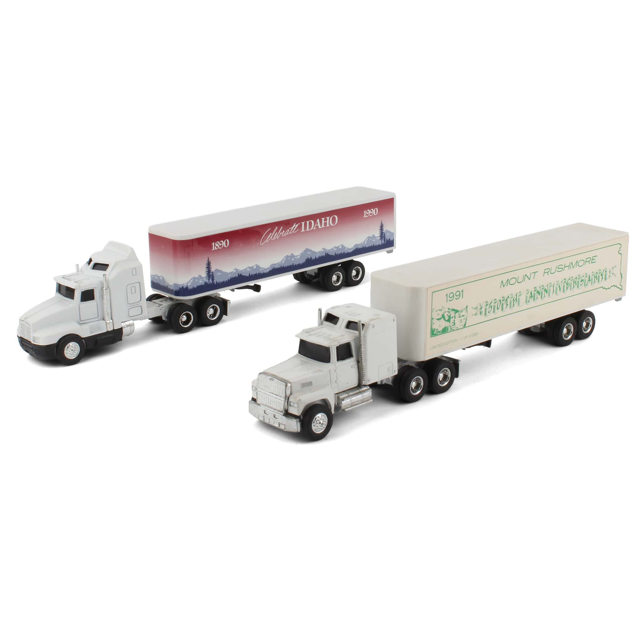 Lot of (1) 1/64 Mount Rushmore Semi and (1) 1/64 Celebrate Idaho Semi with Box Trailers by ERTL - Image 2