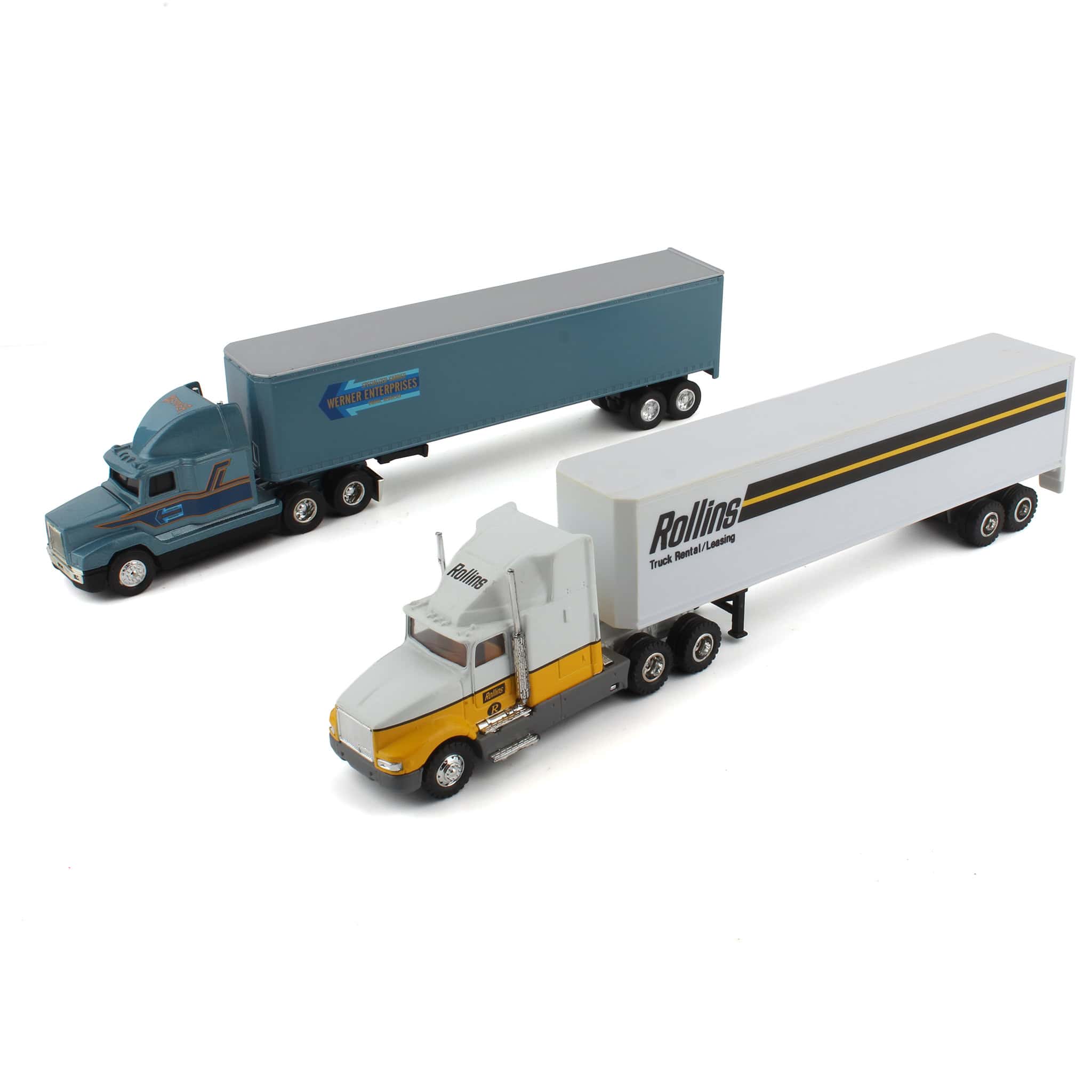 Lot of (1) 1/64 Werner Semi with Box Trailer by SpecCast and (1) 1/64 Rollins Semi with Box Trailer by Road Champs - Image 2