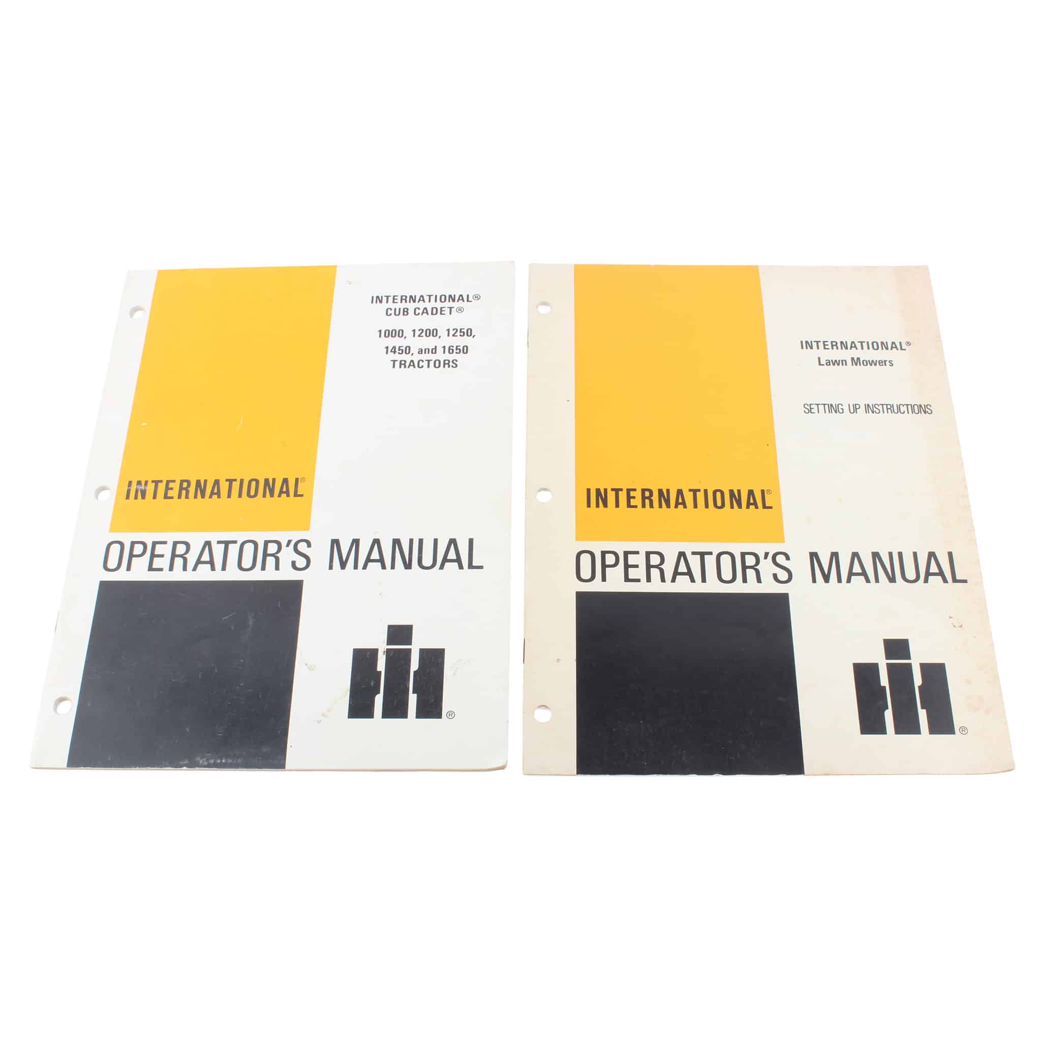 Lot of (1) International Walk Behind Lawn Mower Setting Up Instructions and (1) International Cub Cadet Tractors Operator's Manual