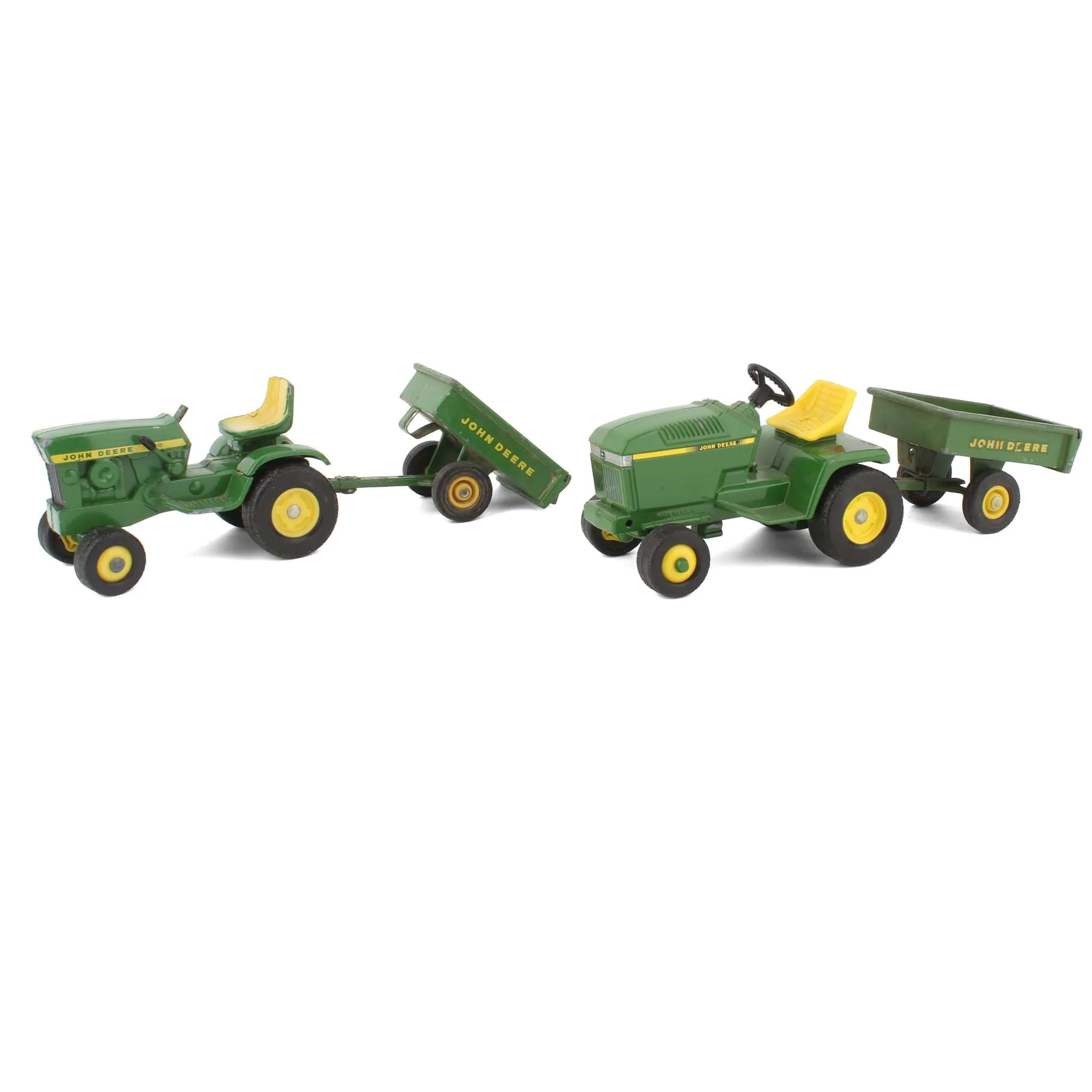 Lot of (2) 1/16 John Deere Lawn and Garden Tractors with Carts