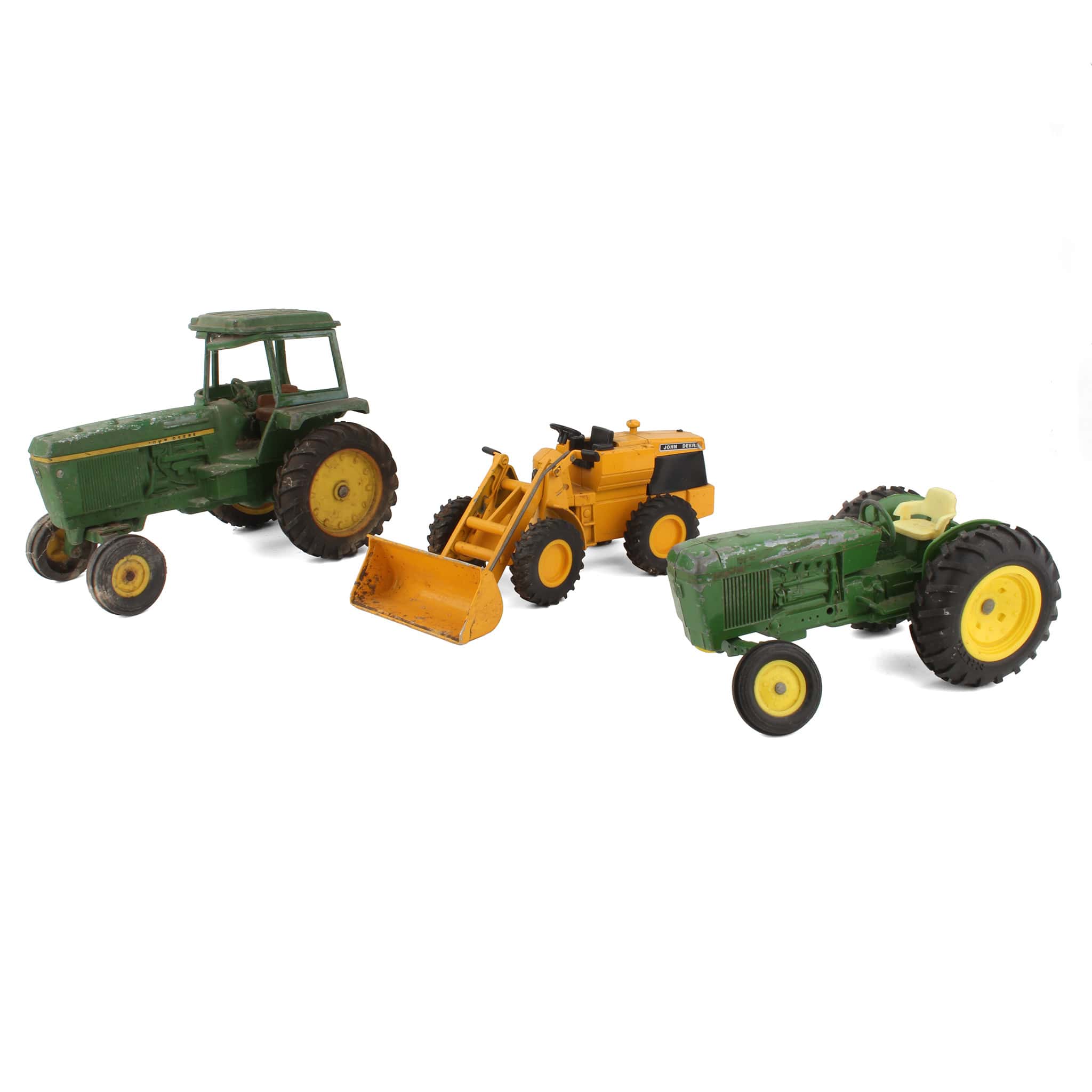 Lot of (2) 1/16 John Deere Tractors and (1) John Deere Loader by ERTL