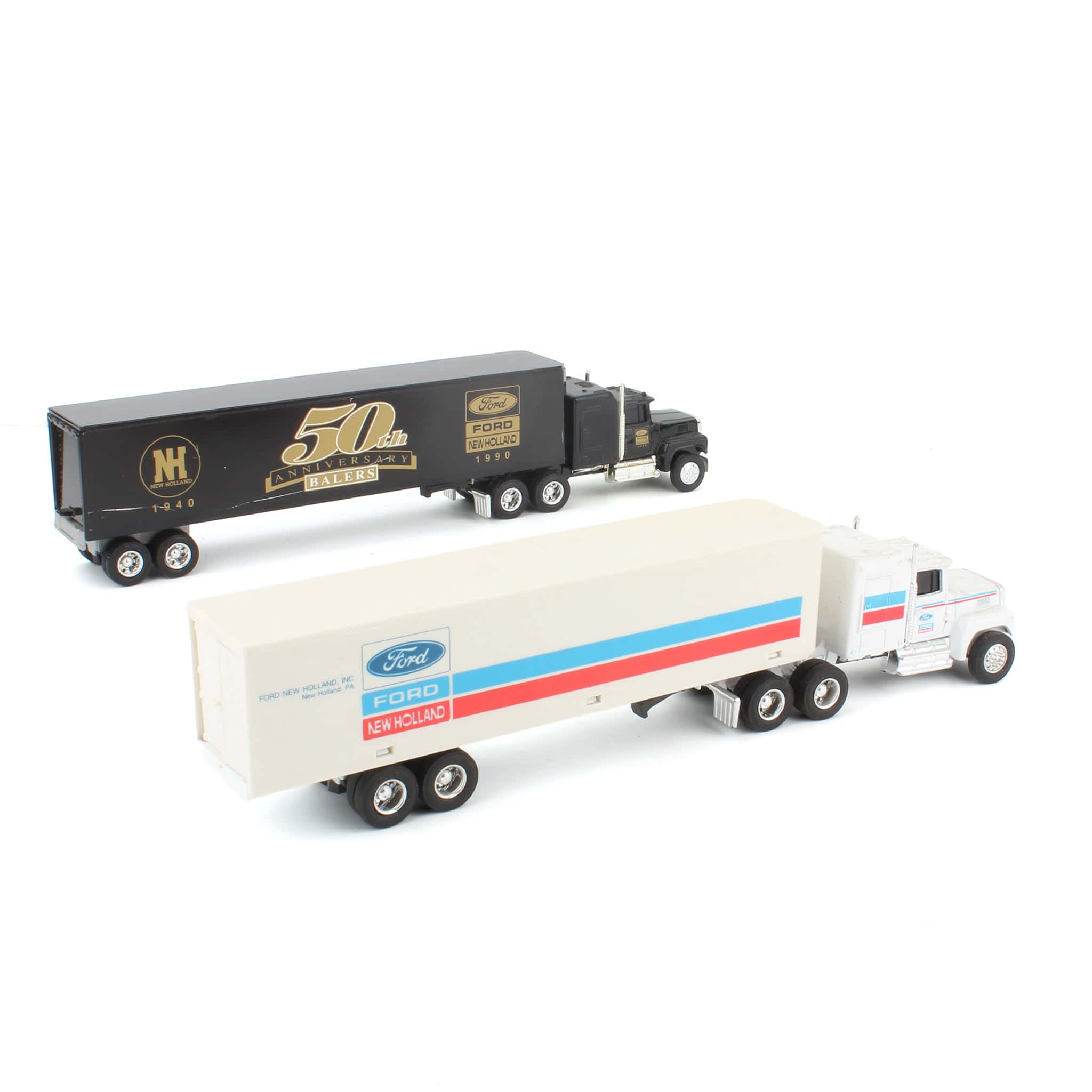 Lot of (2) 1/64 Ford New Holland Semis with Box Trailers - Image 2