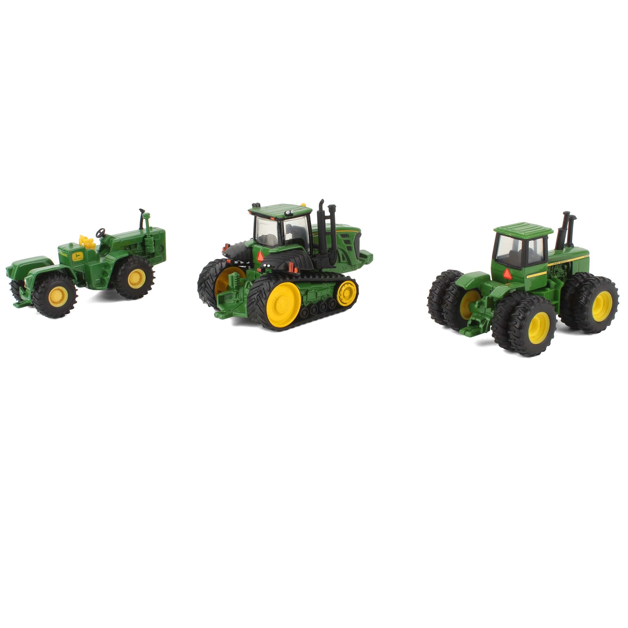 Lot of (2) 1/64 John Deere Tractors on Wheels and (1) 1/64 John Deere Tractor on Tracks by ERTL - Image 2