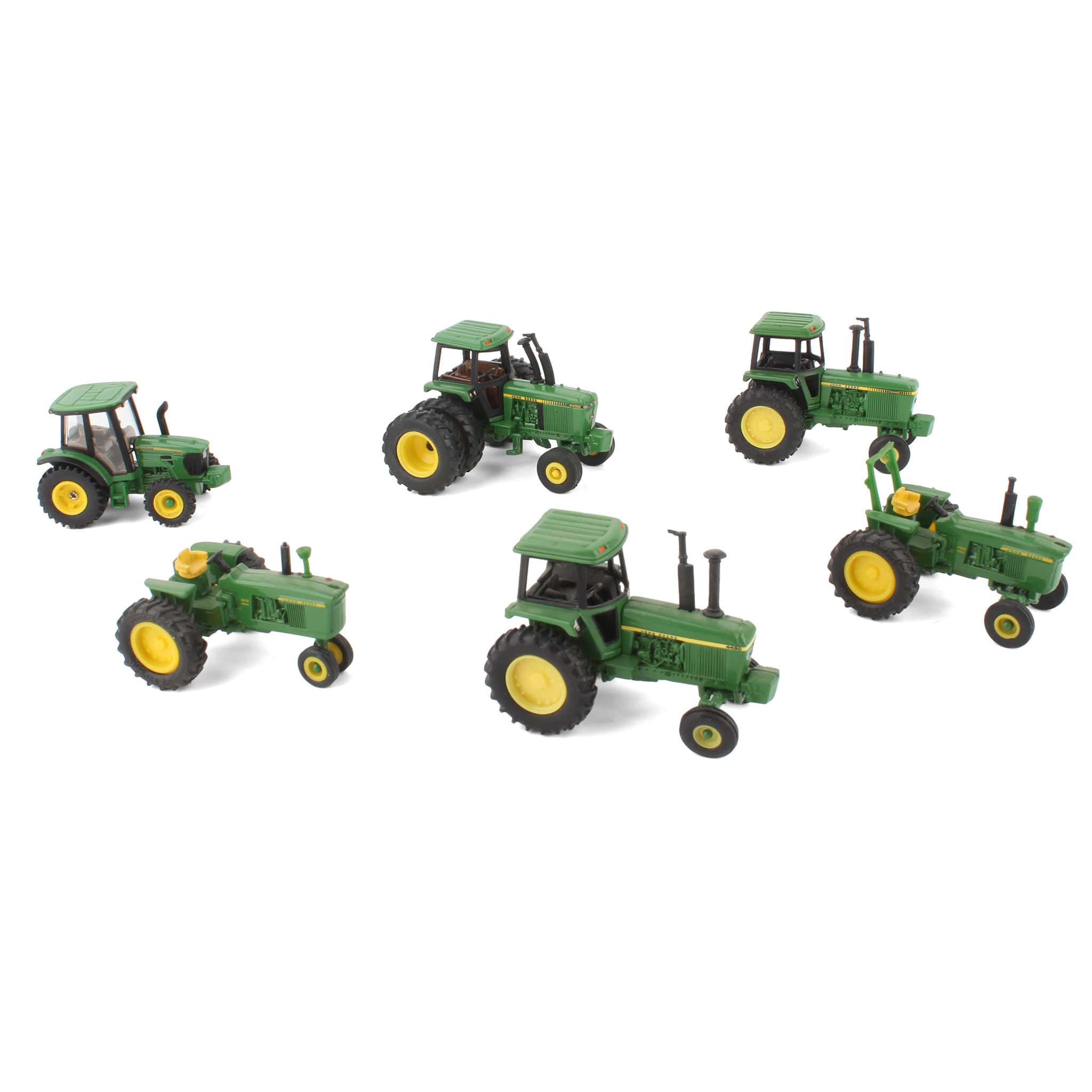 Lot of (2) 1/64 John Deere Tractors without Cabs and (4) 1/64 John Deere Tractors with Cabs by ERTL - Image 2