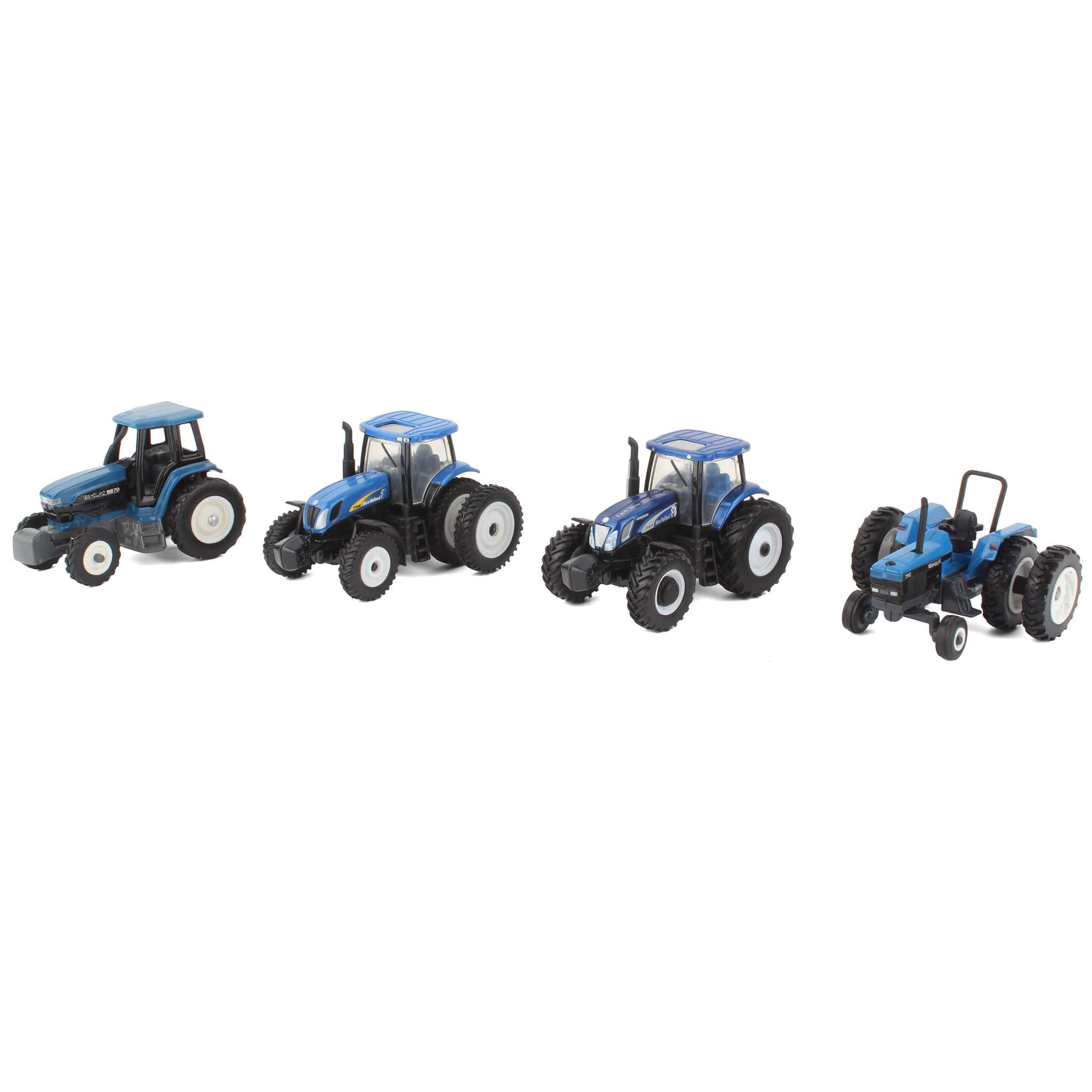 Lot of (2) 1/64 New Holland Tractors with Duals and (2) 1/64 New Holland Tractors with Singles by ERTL