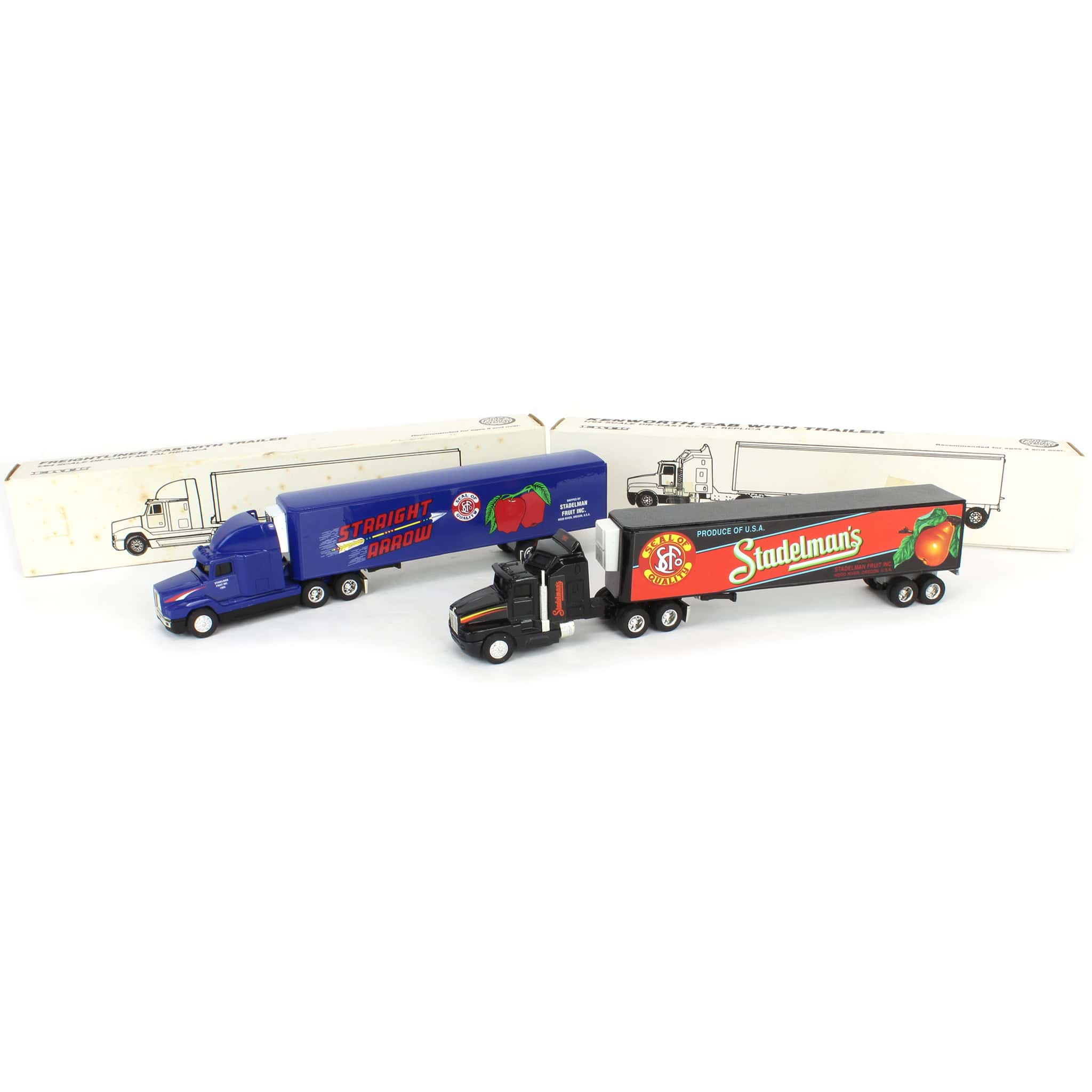 Lot of (2) 1/64 Semi Trucks with Refrigerated Box Trailers