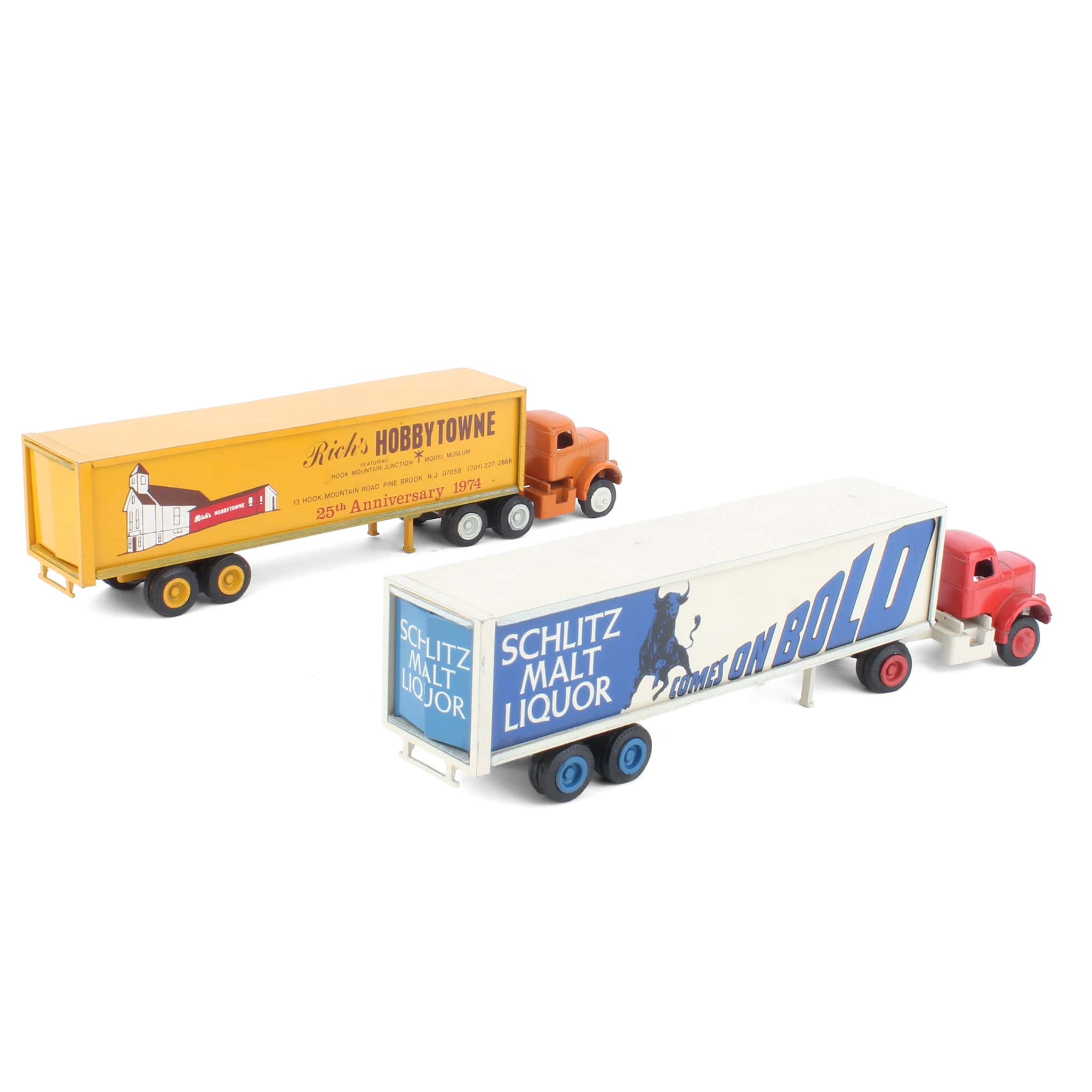 Lot of (2) 1/64 White Semi Trucks with Box Trailers - Image 2