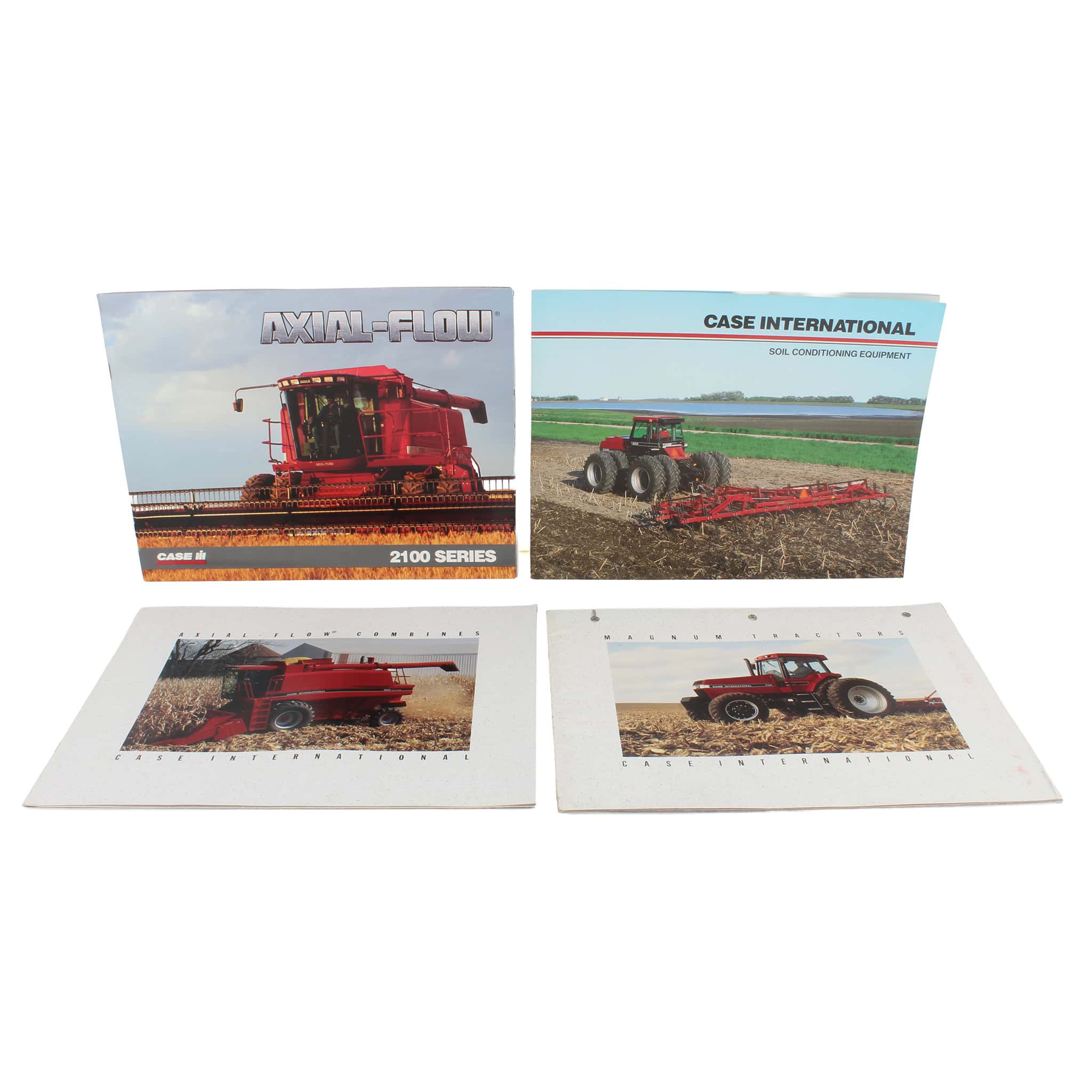 Lot of (2) Case International Combine, (1) Case International Magnum Tractor, and (1) Case Soil Conditioning Equipment Info Brochures