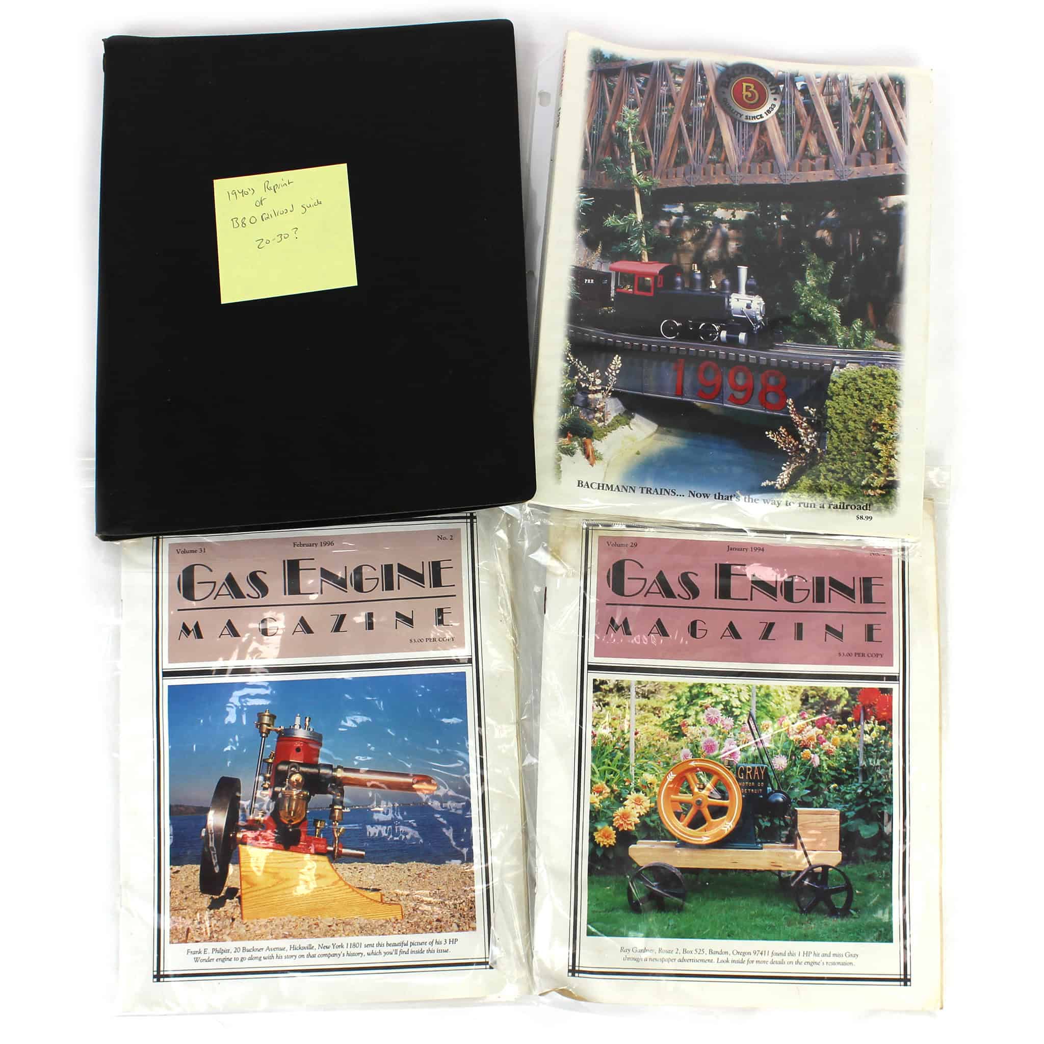 Lot of (2) Gas Engine Magazines, (1) 1998 Bachman Train Catalog and (1) B&O Dining Car & Commissary Department Guide