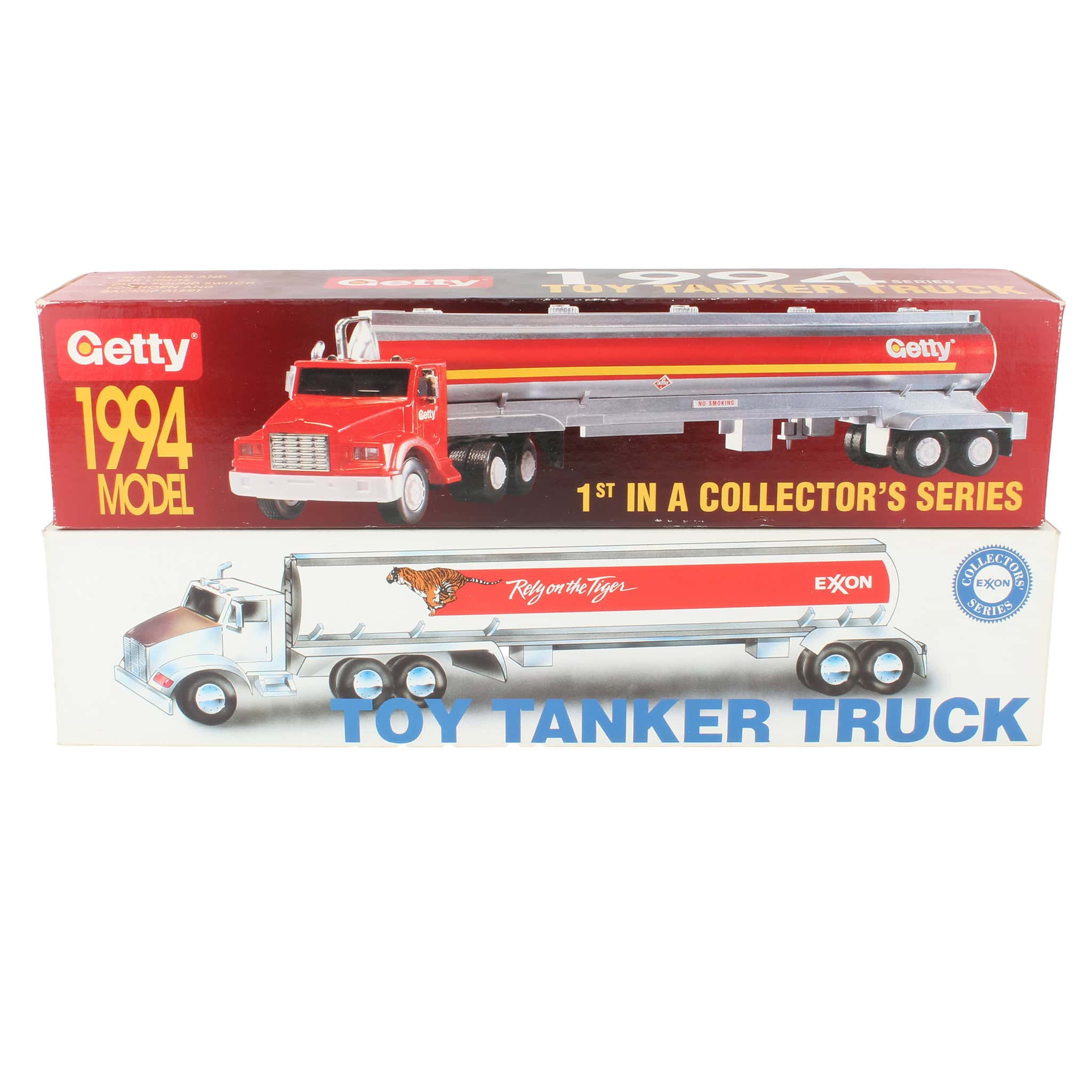 Lot of (2) Exxon & Getty Petroleum Semis with Tanker Trailers with Sounds and Lights
