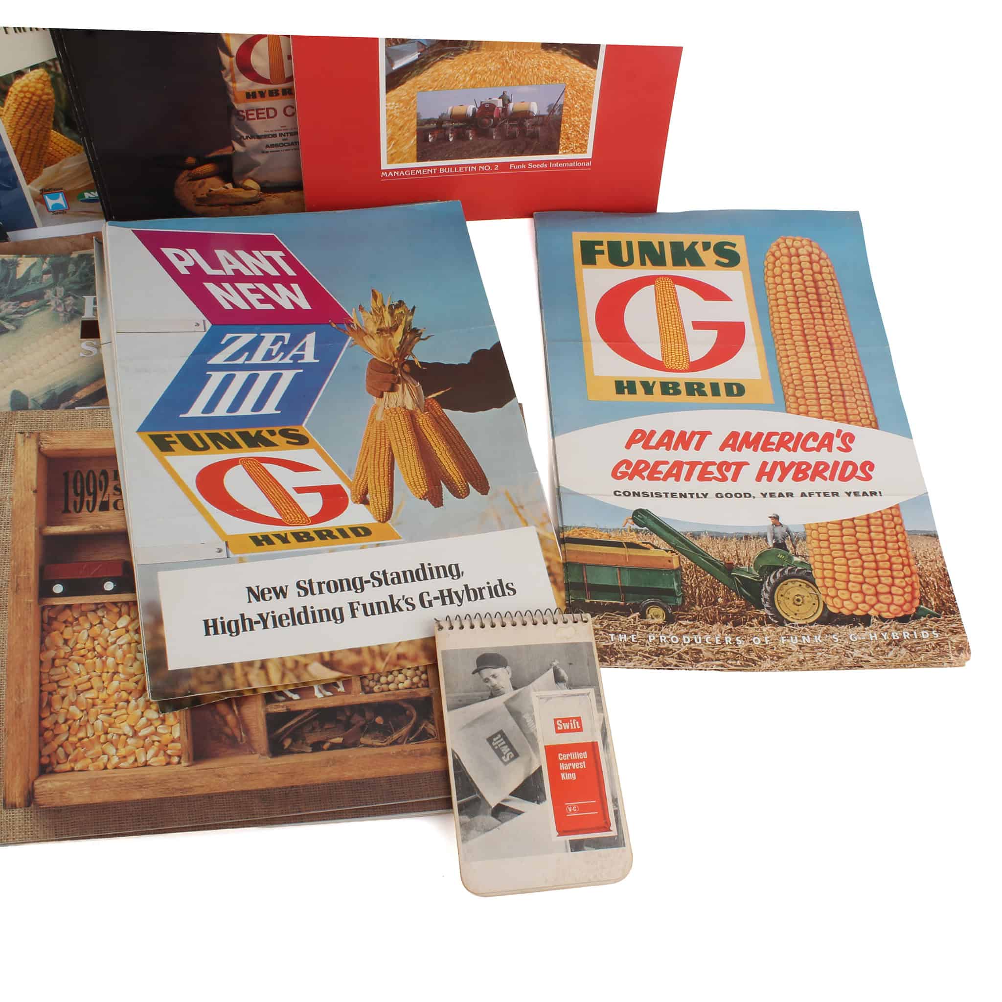 Lot of (23) Hoffman Seed Catalogs, (12) Funk's G Hybrid Information and Sales Pamphlets, (4) Planting Harvest Population Management Bulletin, and (1) Swift Notepad - Image 2