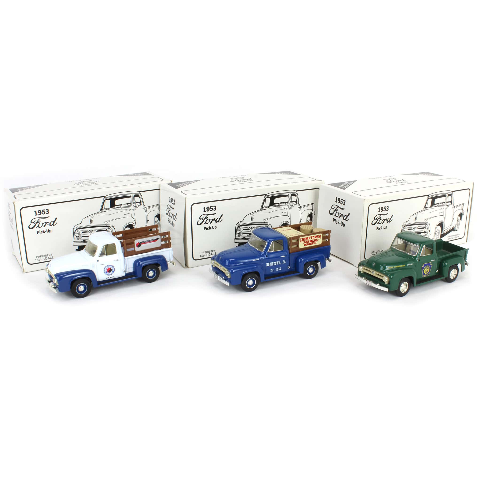 Lot of (3) 1/34 1953 Ford Pick-up Trucks