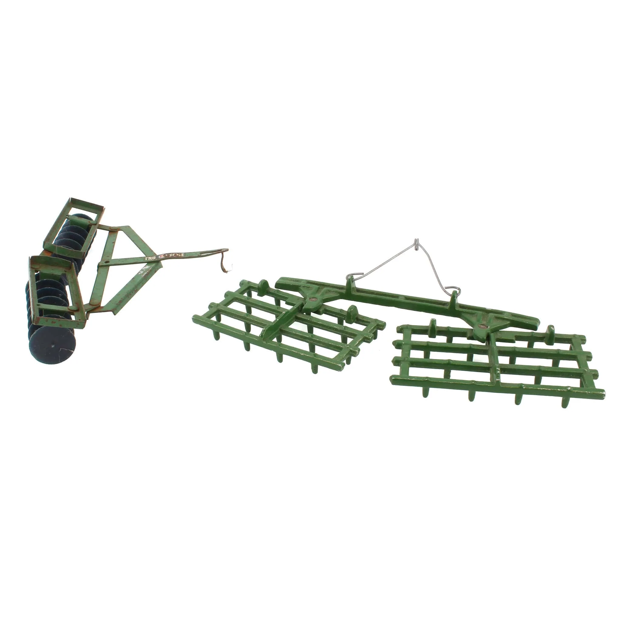 Lot of (3) Farm Implements Including Tru Scale Disc, Slik Double Drag Rake and Eska John Deere Plow and (1) Set of Plow Pieces - Image 2