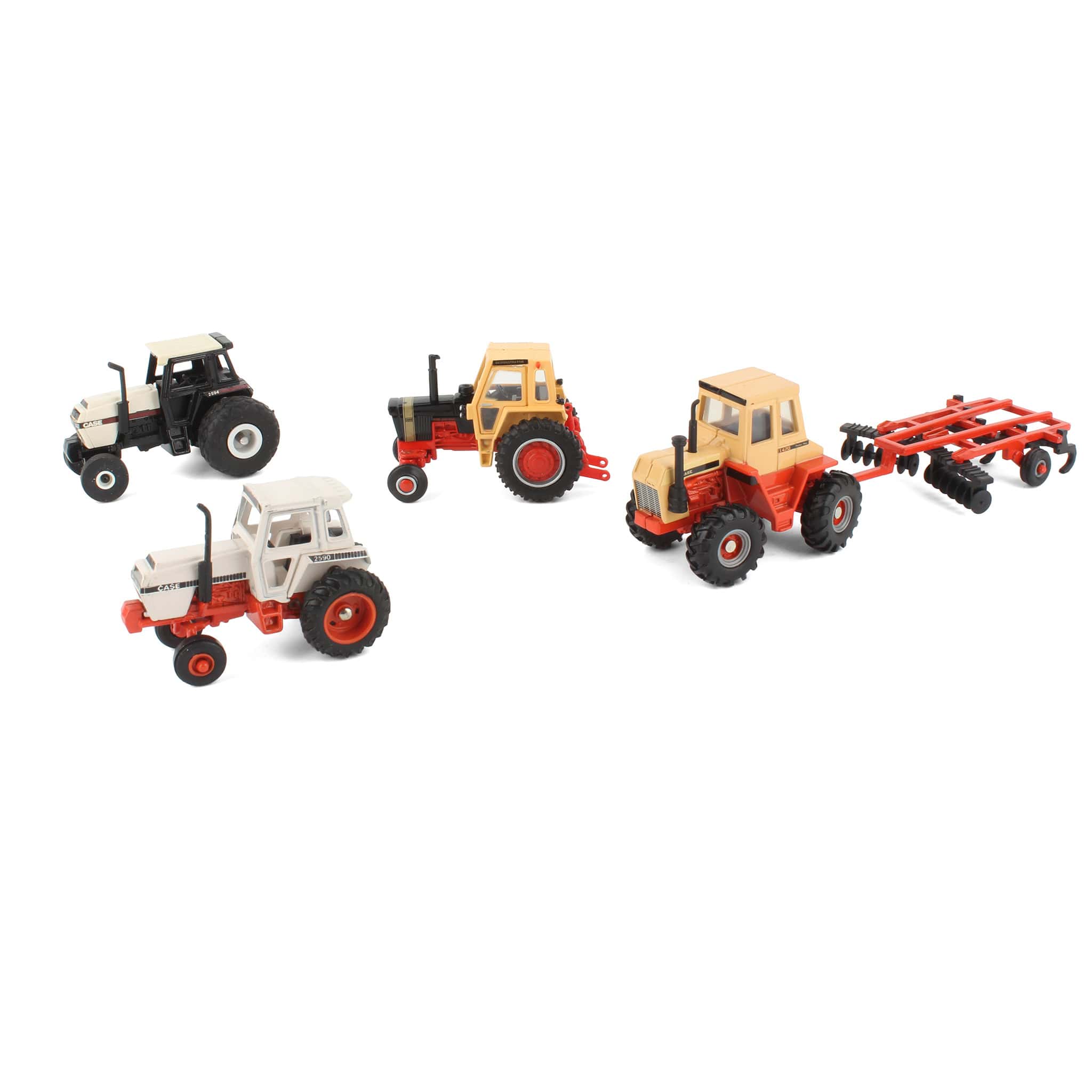Lot of (4) 1/64 Case Tractors and (1) 1/64 Cultivator by ERTL