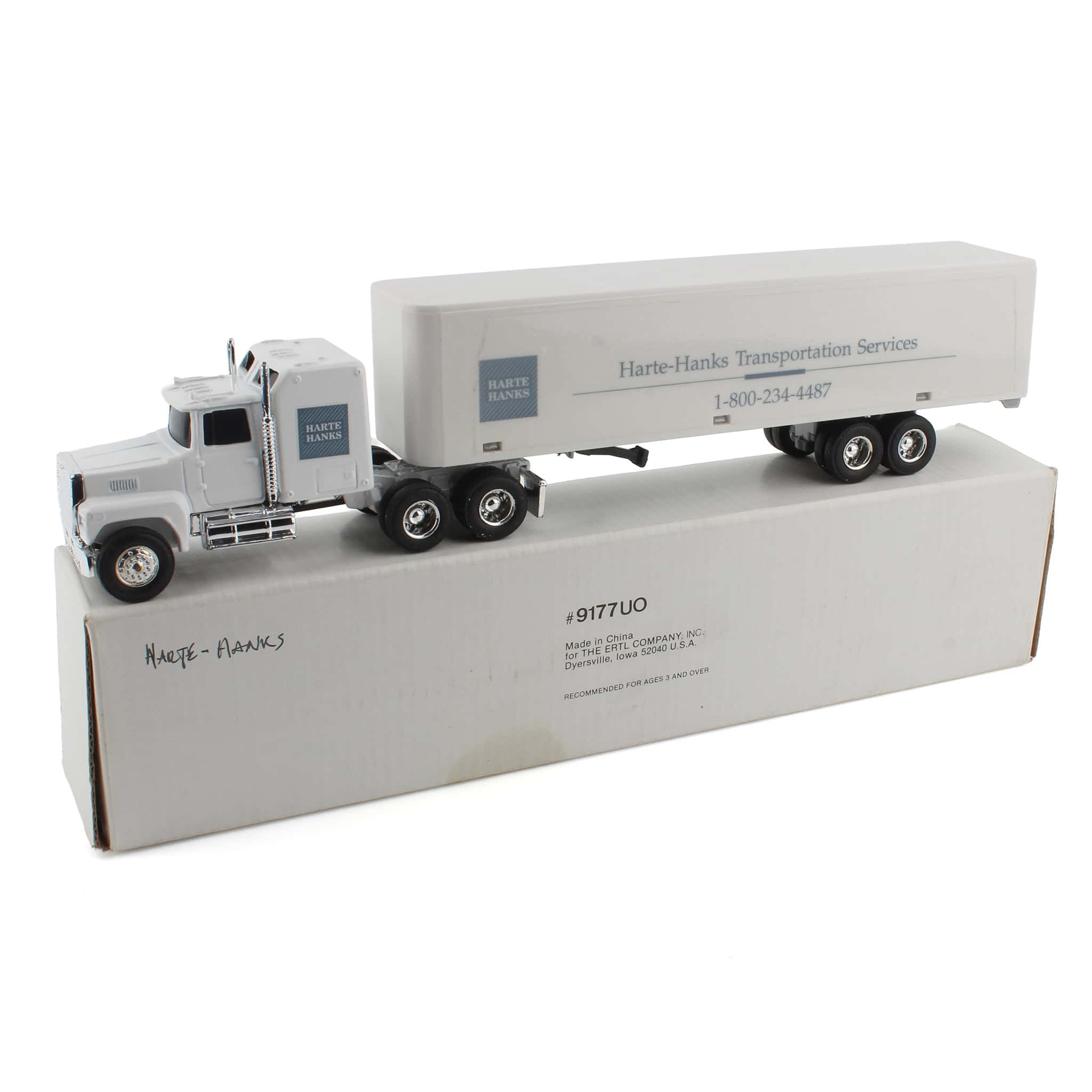 Lot of (4) 1/64 Transport Semis with Box Trailers and (1) 1/64 Corporate Semi with Tanker Trailer by ERTL - Image 4
