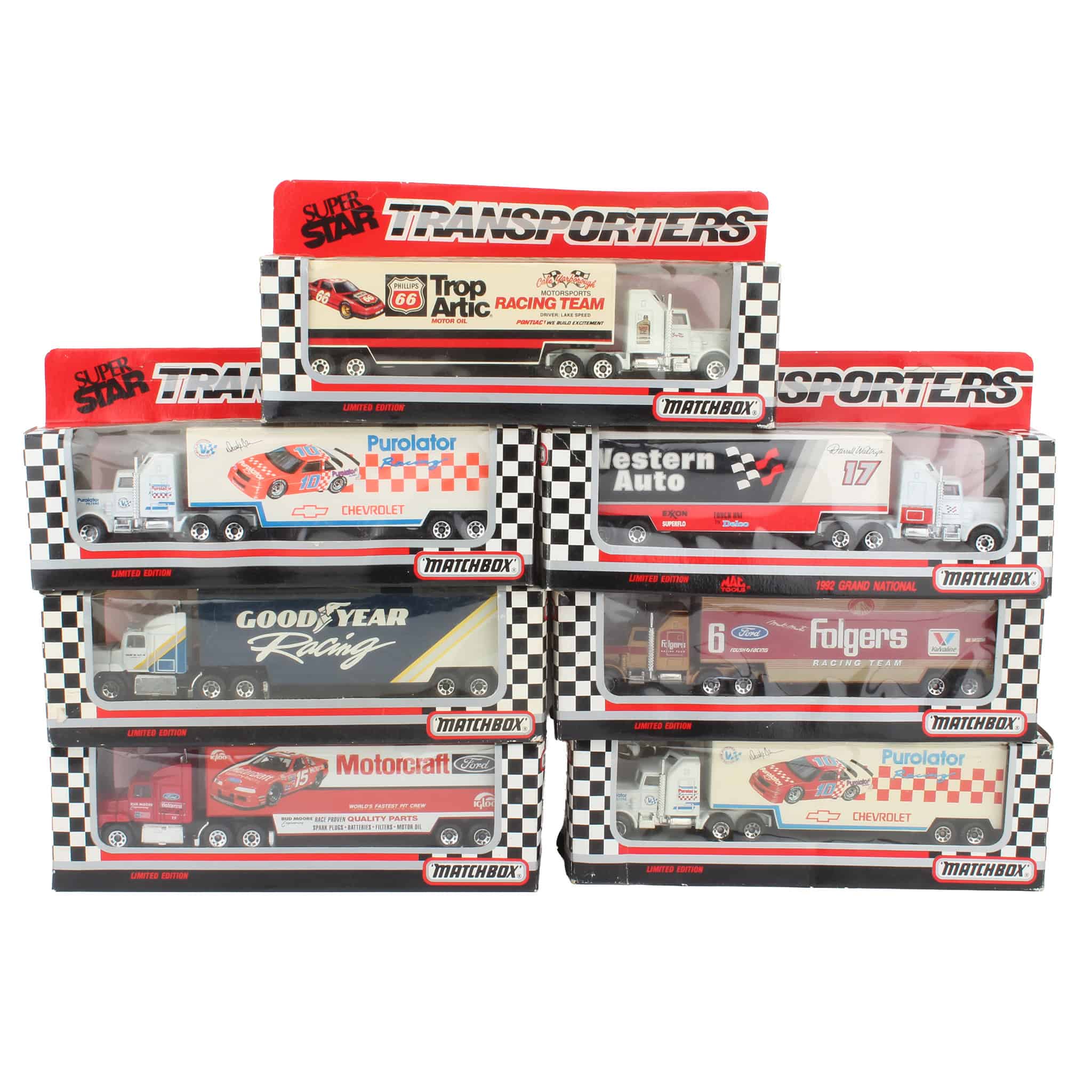 Lot of (7) Racing Super Star Transporters, Limited Edition by Matchbox