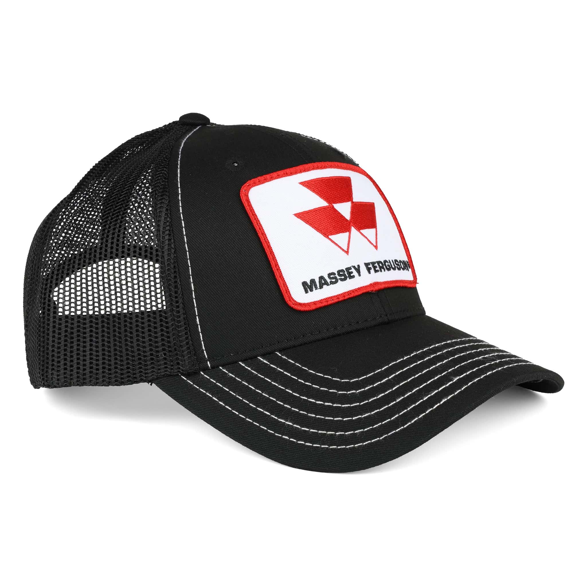 Massey Ferguson Logo Black Mesh Back Hat with White Stitching - Image 2