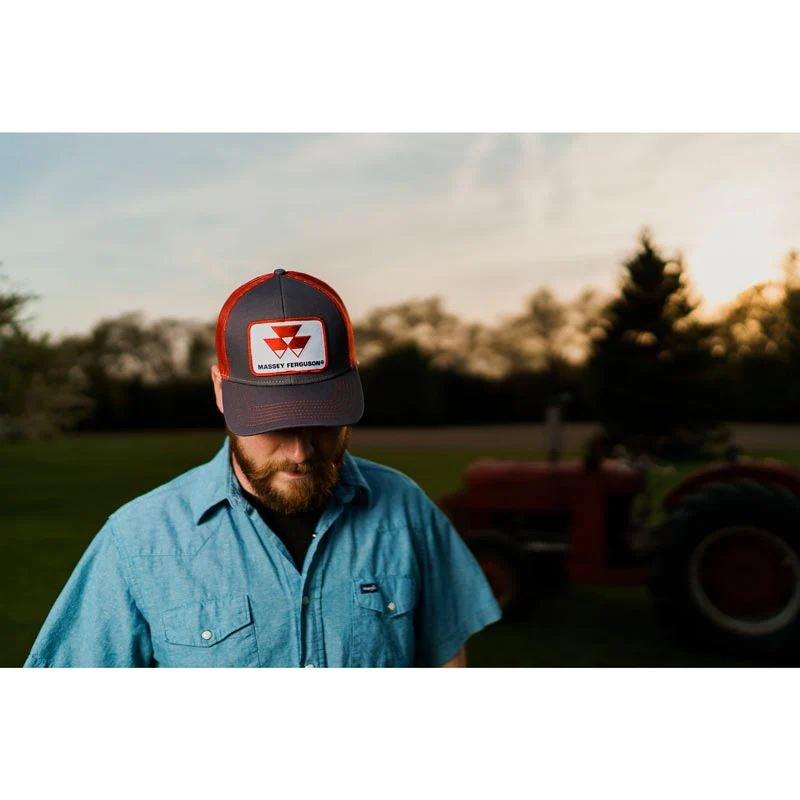 Massey Ferguson Logo Gray / Red Mesh Back Cap - Image 3