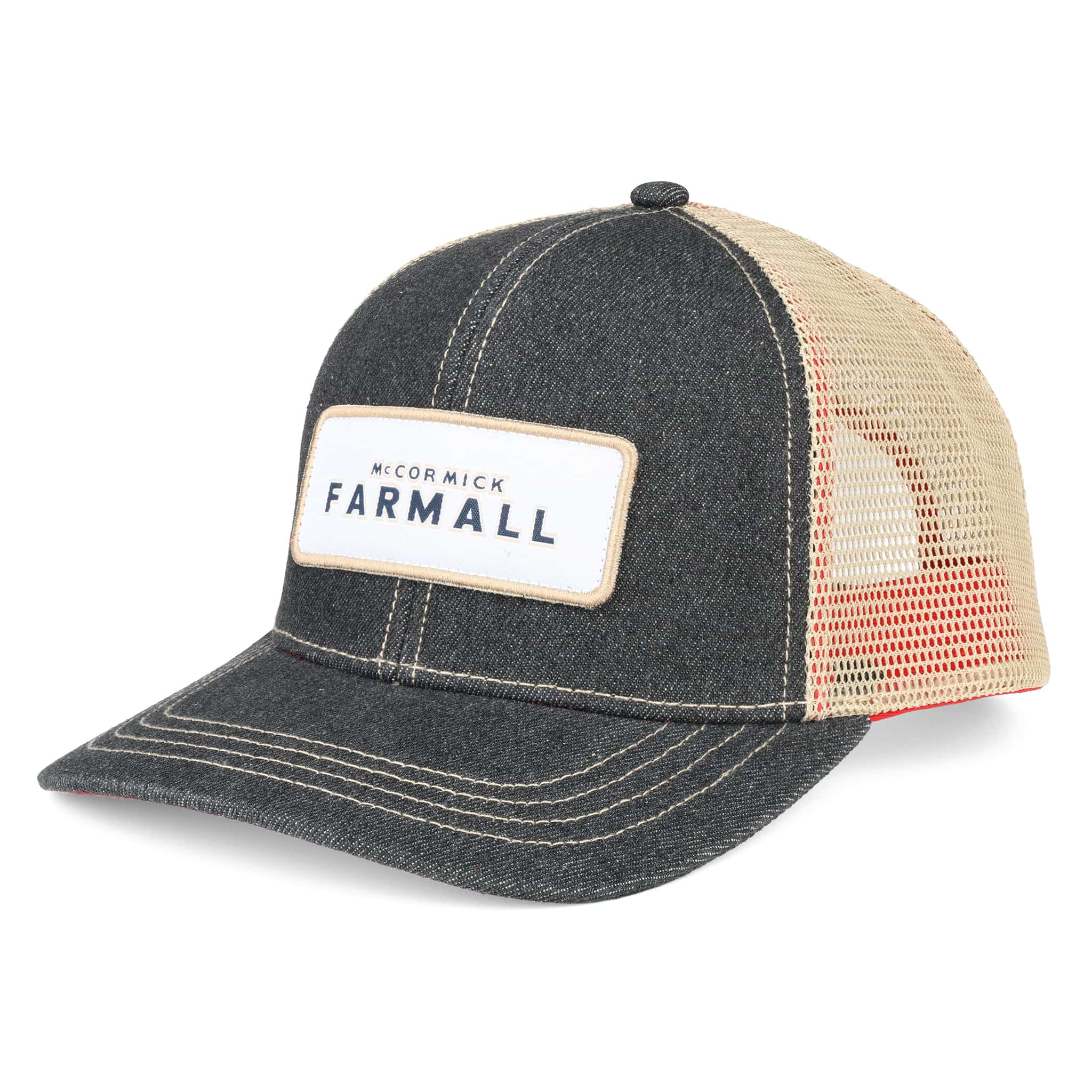 McCormick Farmall Black Denim Mesh Back Trucker Cap