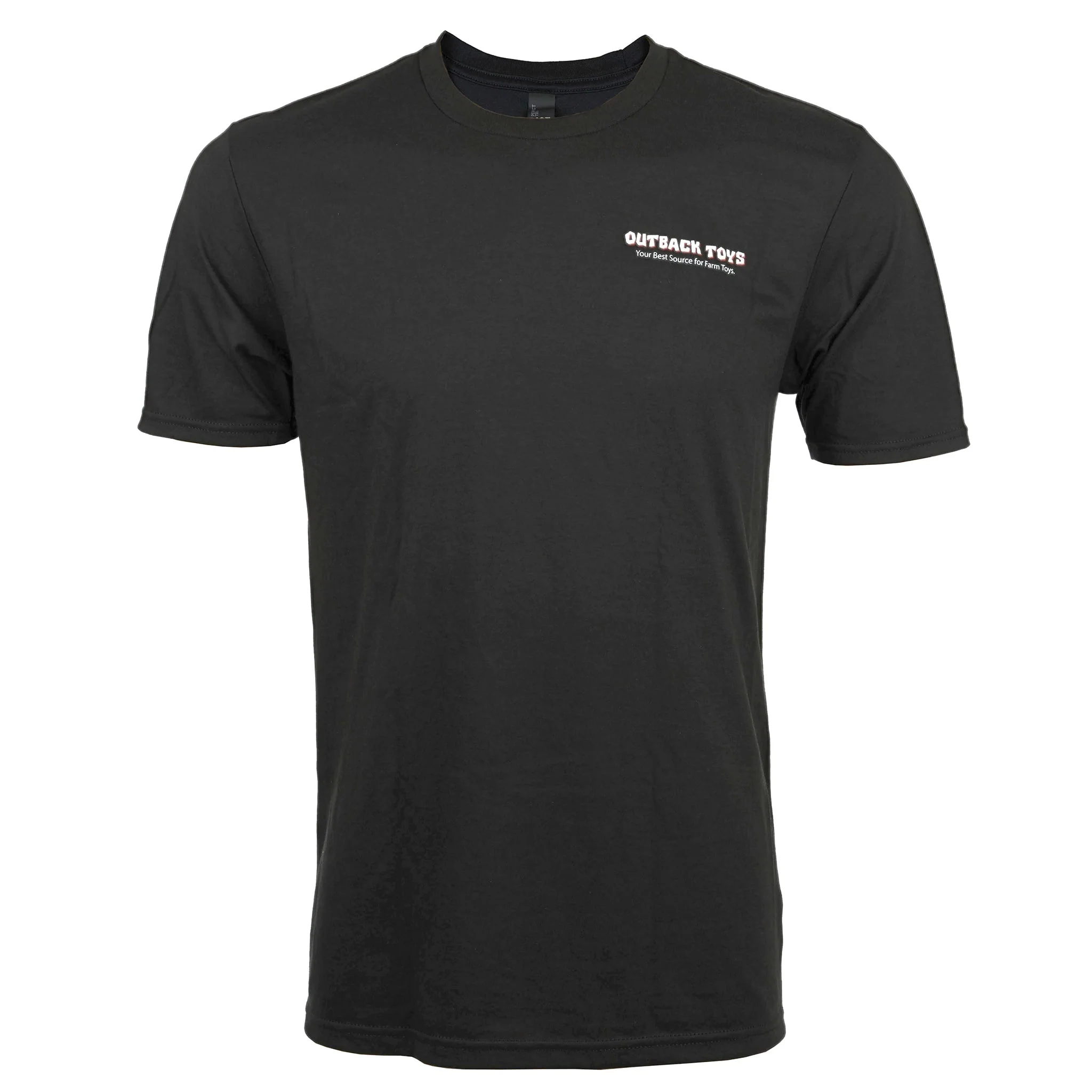 Men's Outback Toys T-Shirt, Black with OBT Logo & Red Tractor - Image 2