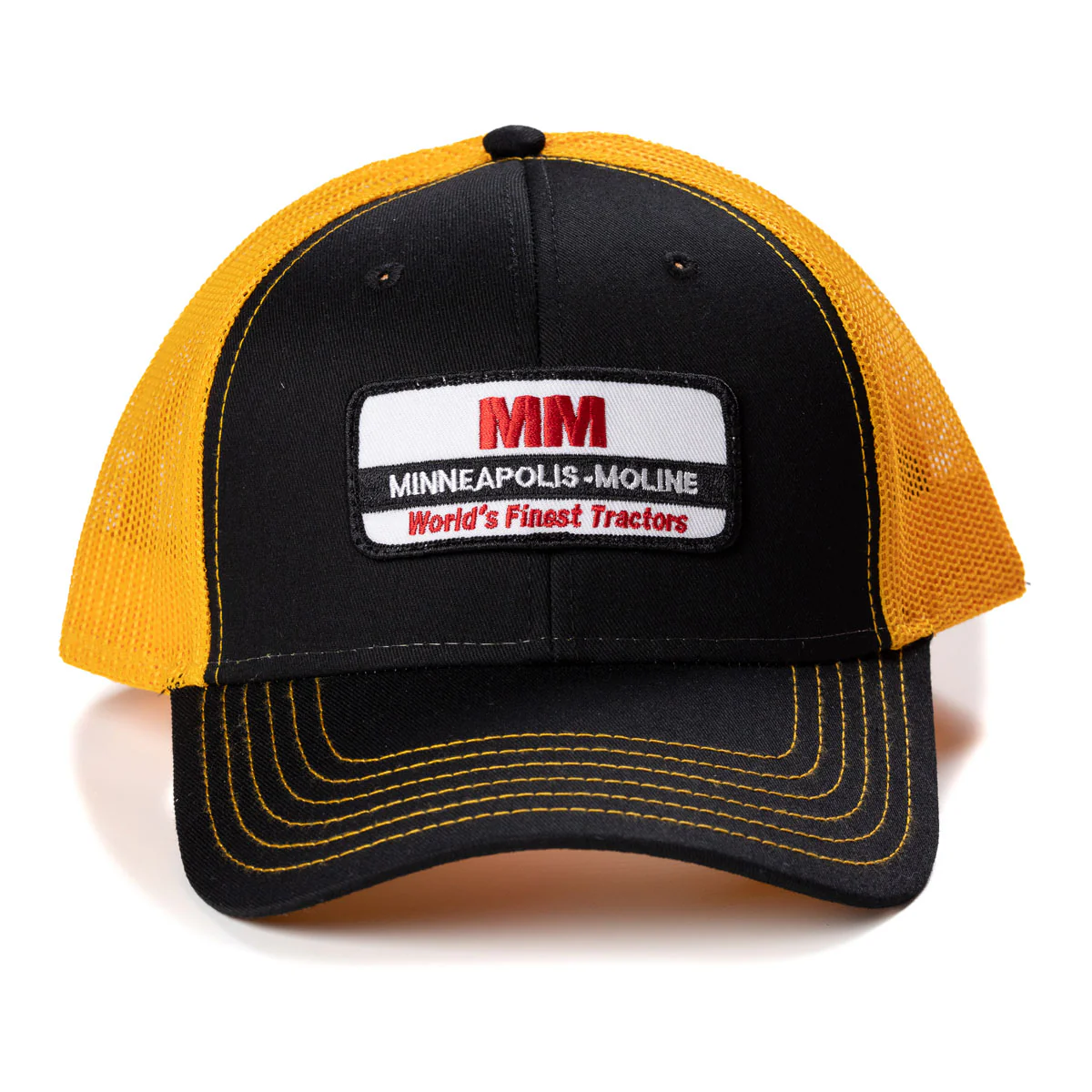 Minneapolis-Moline World's Finest Tractors Logo Black Hat with Gold Mesh Back - Image 2