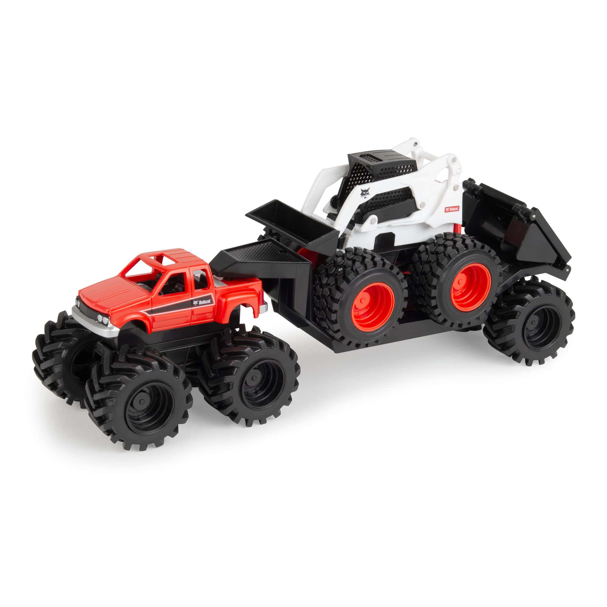 Monster Treads Bobcat Playset with Skid Steer, Truck & Trailer