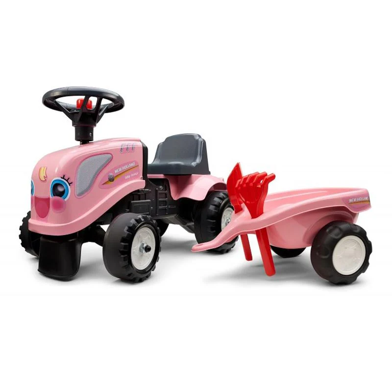 New Holland Girl's Pink Ride-on Tractor with Trailer and Tools - Image 4