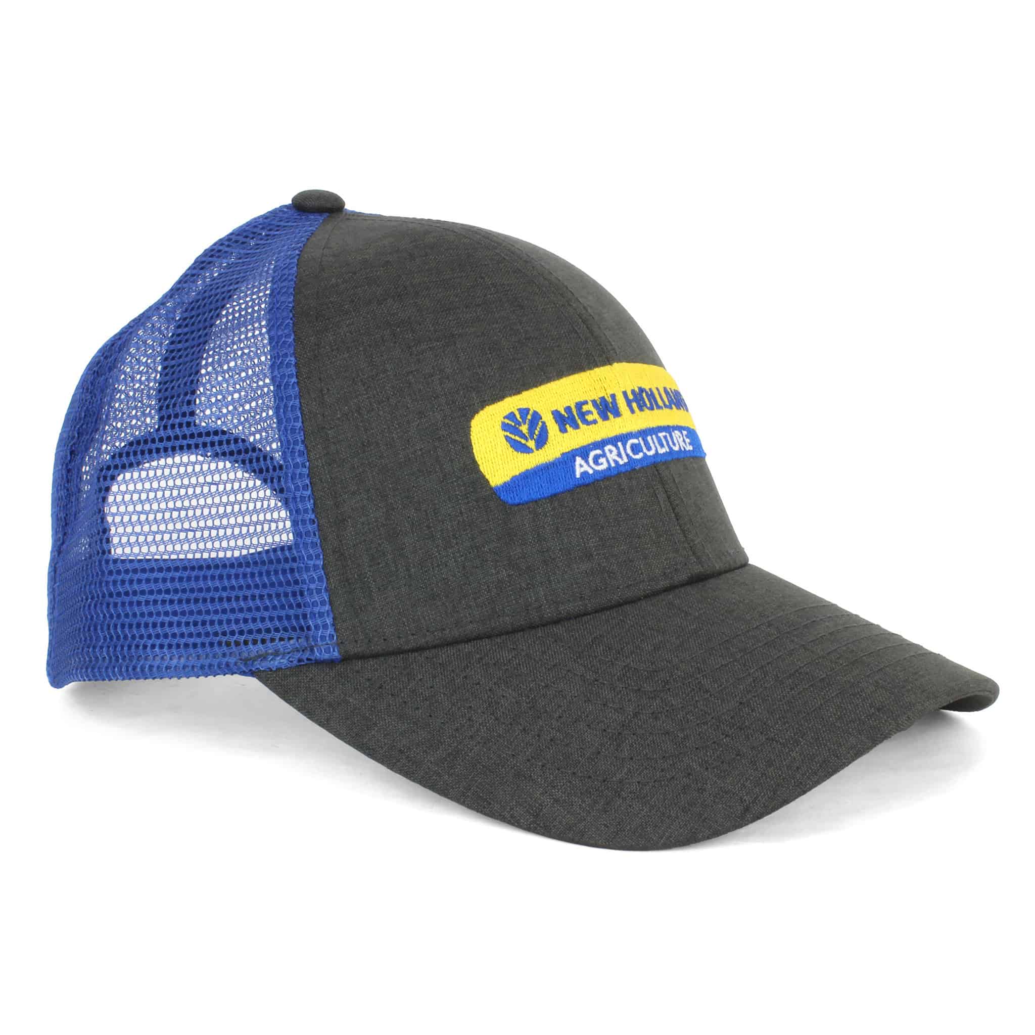 New Holland Heather Gray Twill Cap with Blue Mesh Back - Image 2