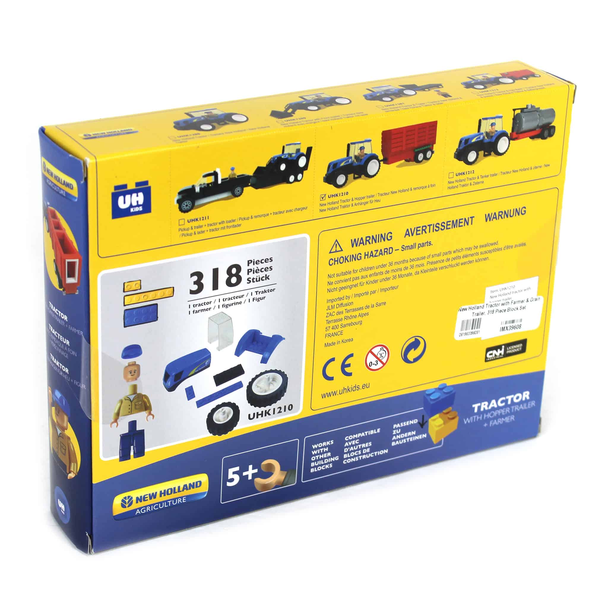 New Holland Block Set with Tractor, Farmer & Grain Trailer, 318 Pieces - Image 3