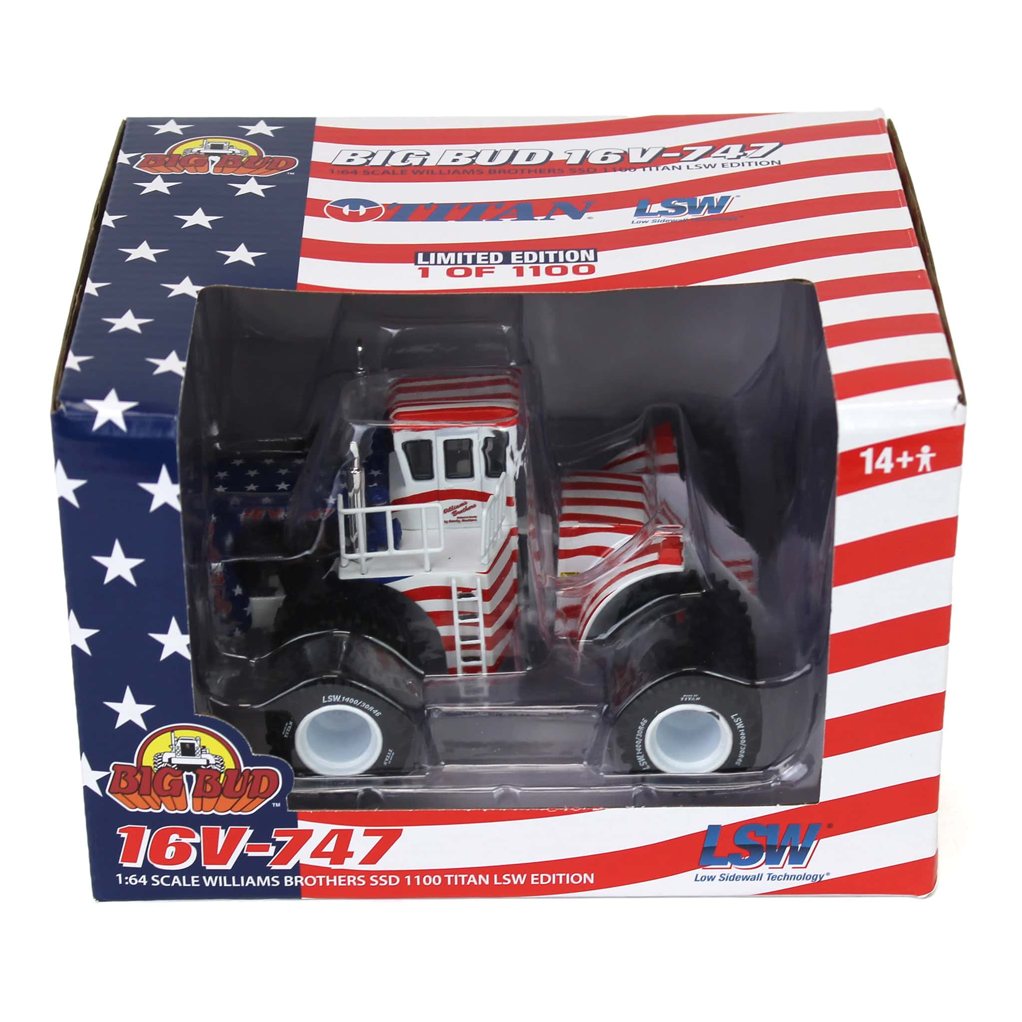 Patriotic Version ~ 1/64 Big Bud 16V-747 Silver Series Detroit 1100 HP Tractor with Titan Goodyear LSW Tires - Image 6