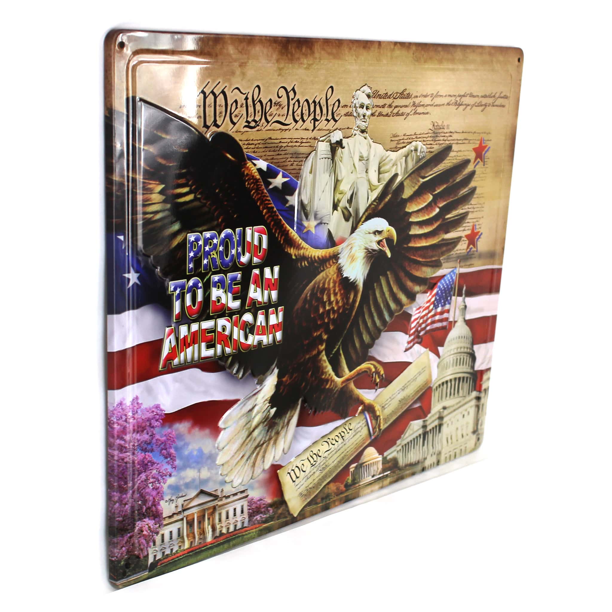We the People, Proud to Be an American 17in x 12in Tin Sign - Image 2
