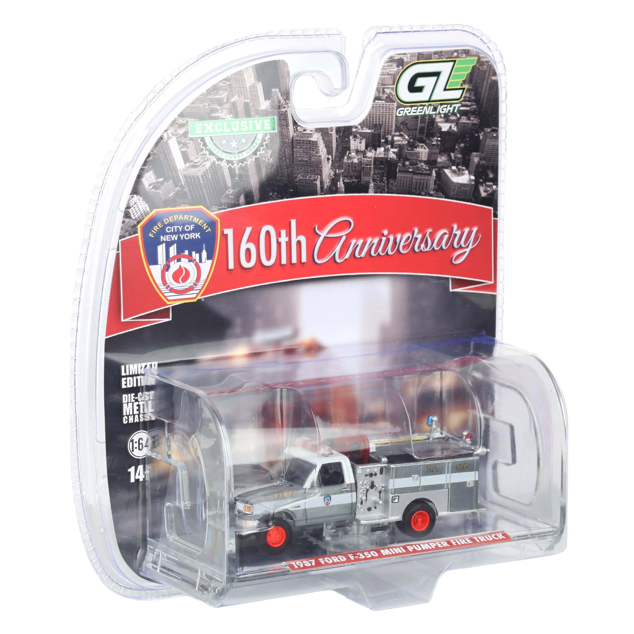 Raw Chase Unit ~ 1/64 1987 Ford F-350 Mini Pumper Fire Truck, FDNY 160th Anniversary, Hobby Exclusive - Image 2
