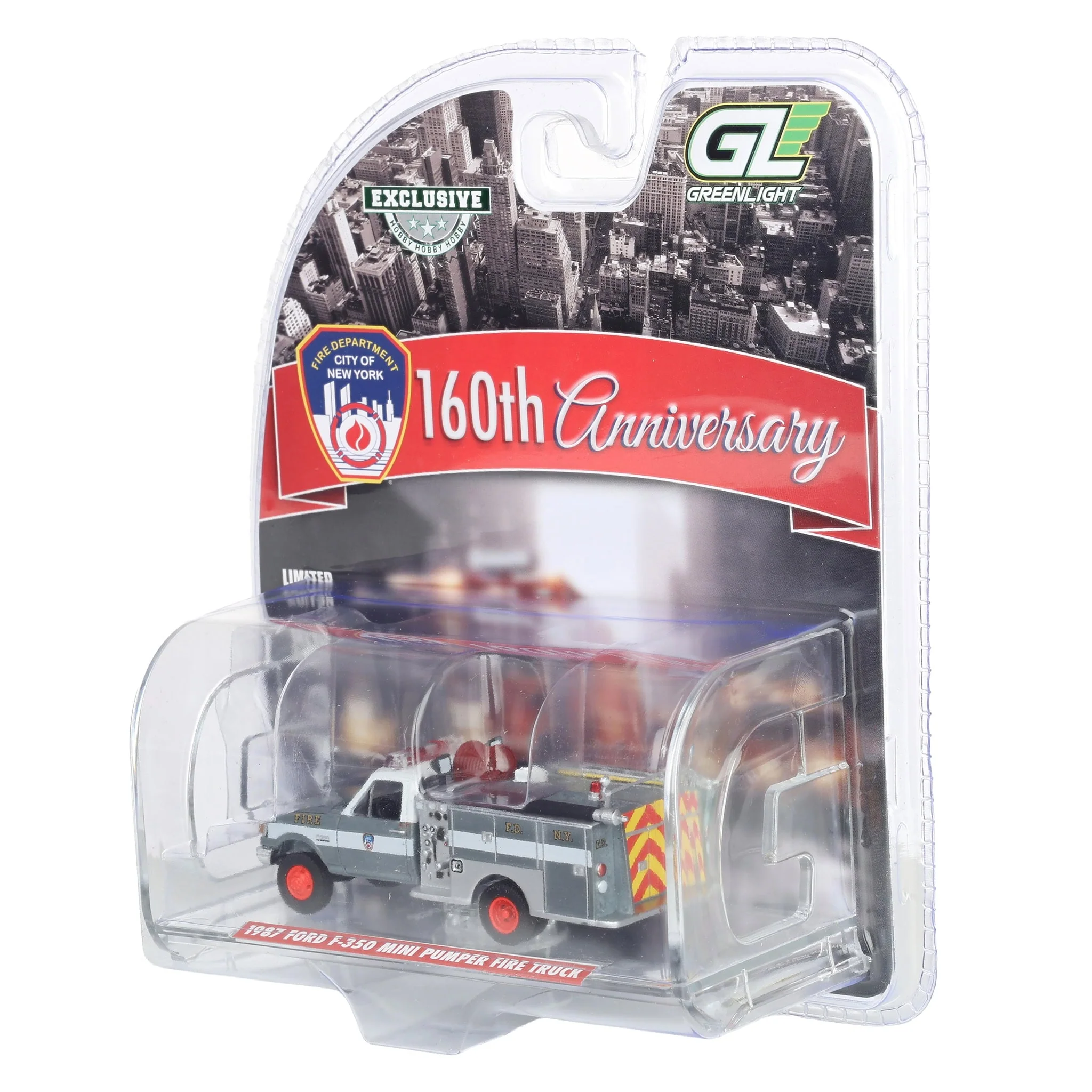 Raw Chase Unit ~ 1/64 1987 Ford F-350 Mini Pumper Fire Truck, FDNY 160th Anniversary, Hobby Exclusive - Image 3