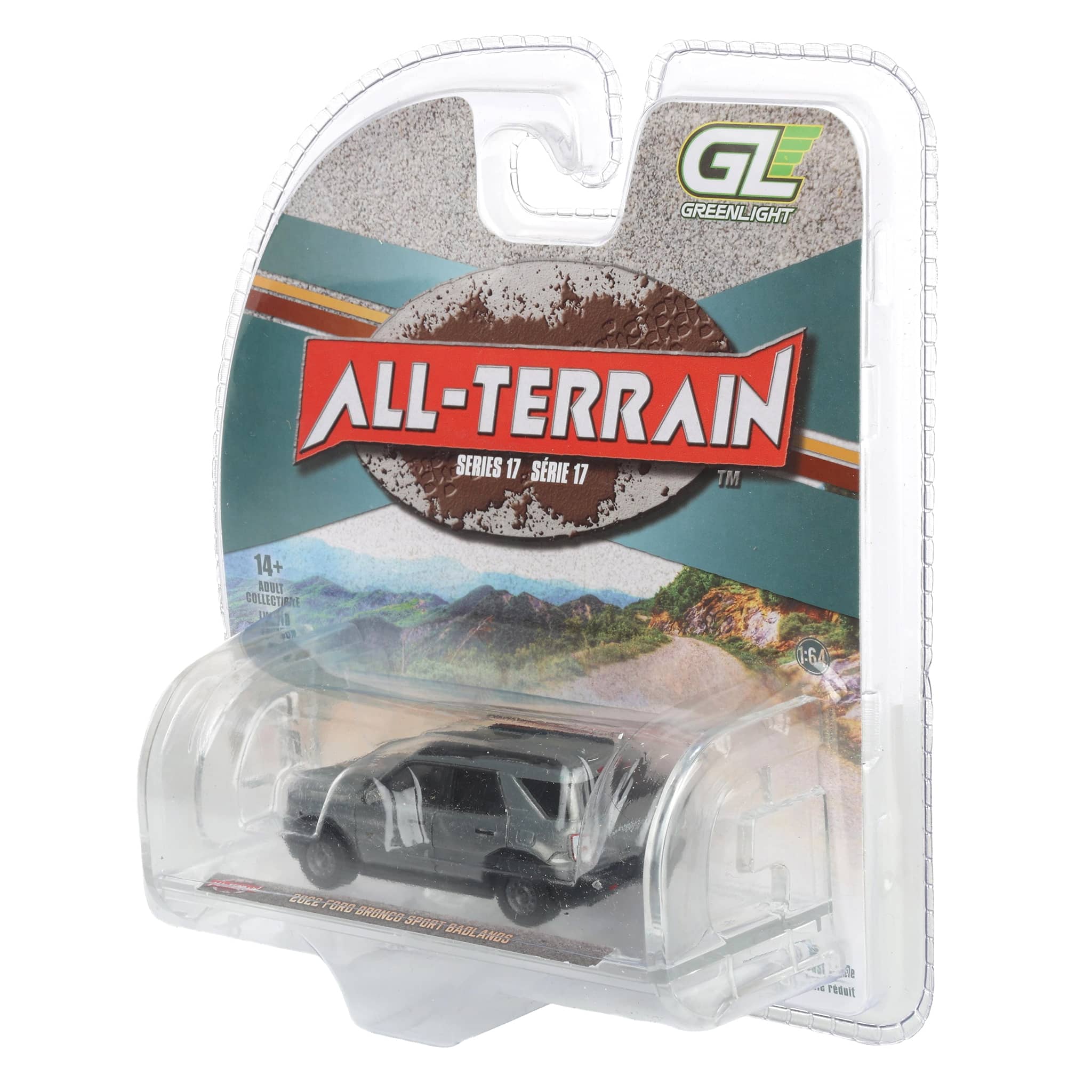 Raw Chase Unit ~ 1/64 2022 Ford Bronco Sport Badlands, Black, All-Terrain Series 17 by GreenLight Collectibles - Image 3