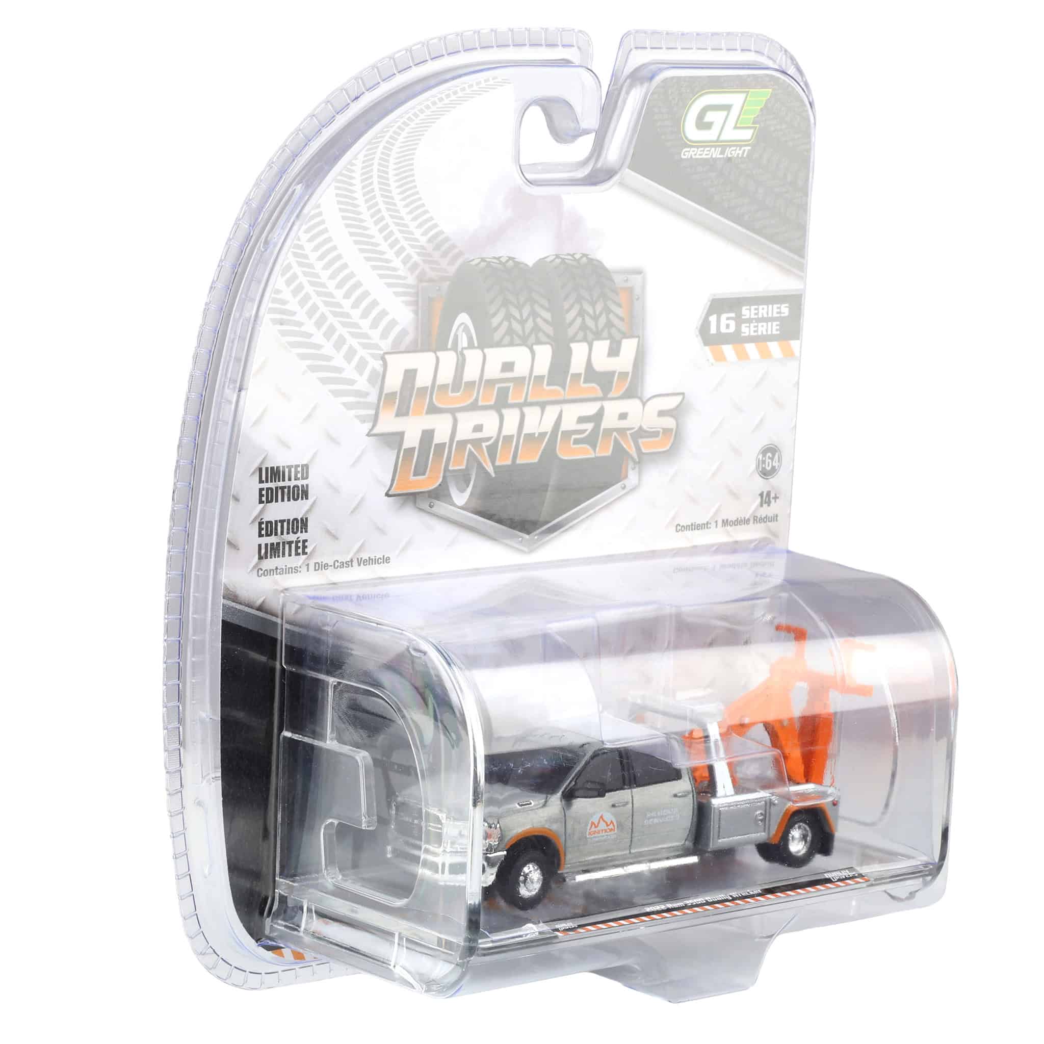 Raw Chase Unit ~ 1/64 2022 Ram 3500 Dually Wrecker, Red & Orange, Dually Drivers Series 16 - Image 2