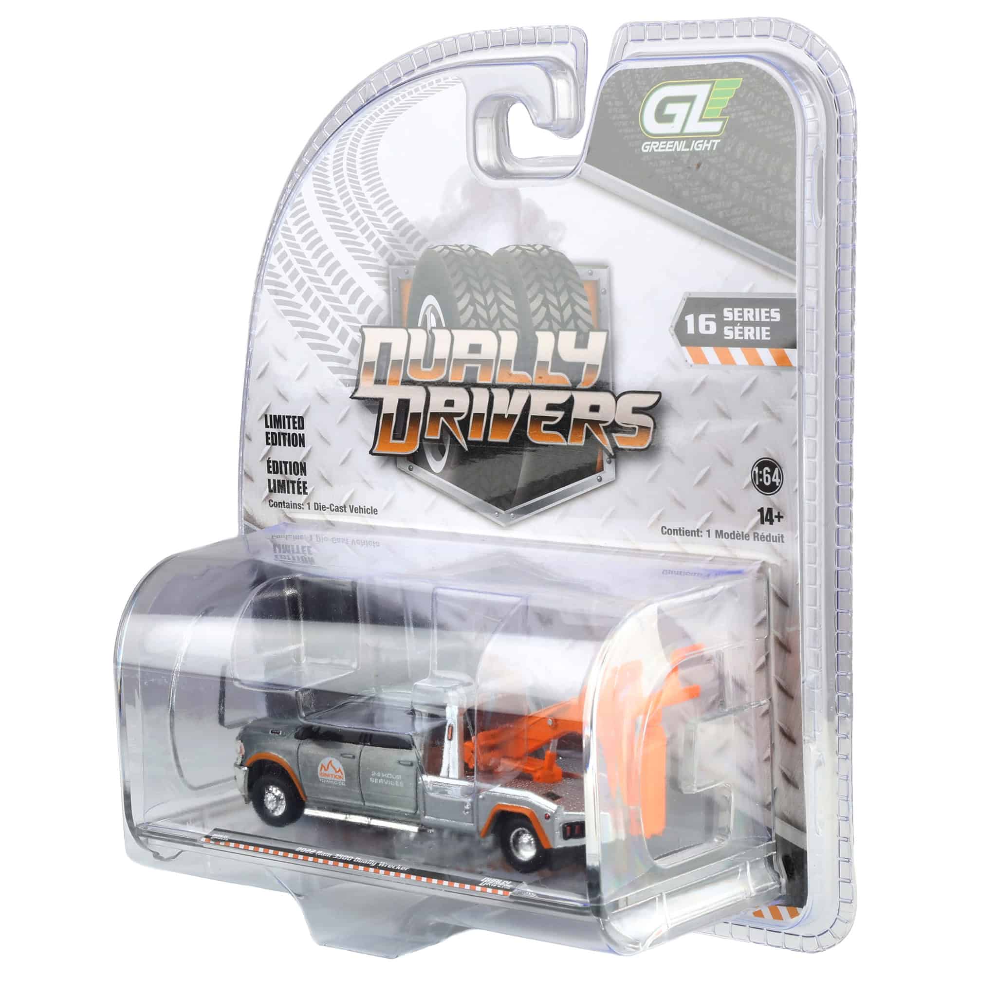 Raw Chase Unit ~ 1/64 2022 Ram 3500 Dually Wrecker, Red & Orange, Dually Drivers Series 16 - Image 3
