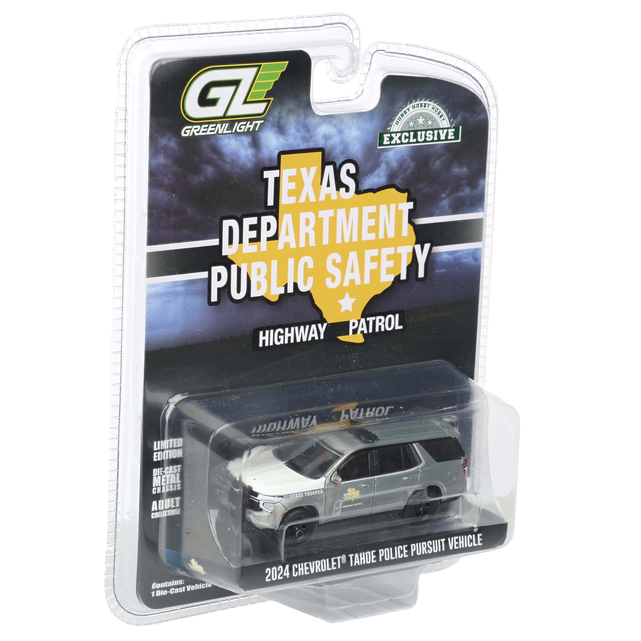 Raw Chase Unit ~ 1/64 2024 Chevrolet Tahoe Police Pursuit Vehicle, Texas Highway Patrol, Hobby Exclusive Hot Pursuit - Image 2
