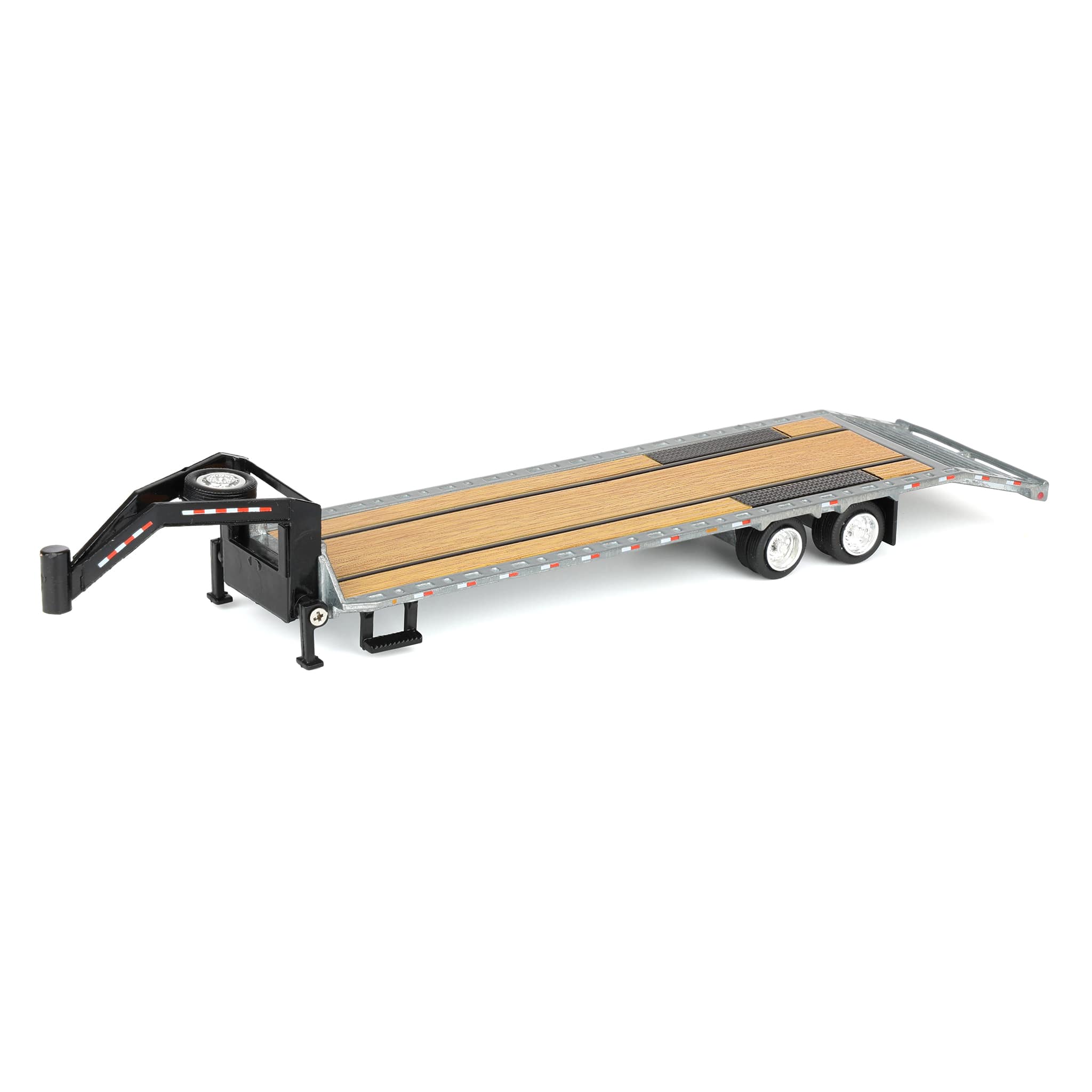 Raw Chase Unit ~ 1/64 Gooseneck Trailer with Red & White Conspicuity Stripes - Image 2