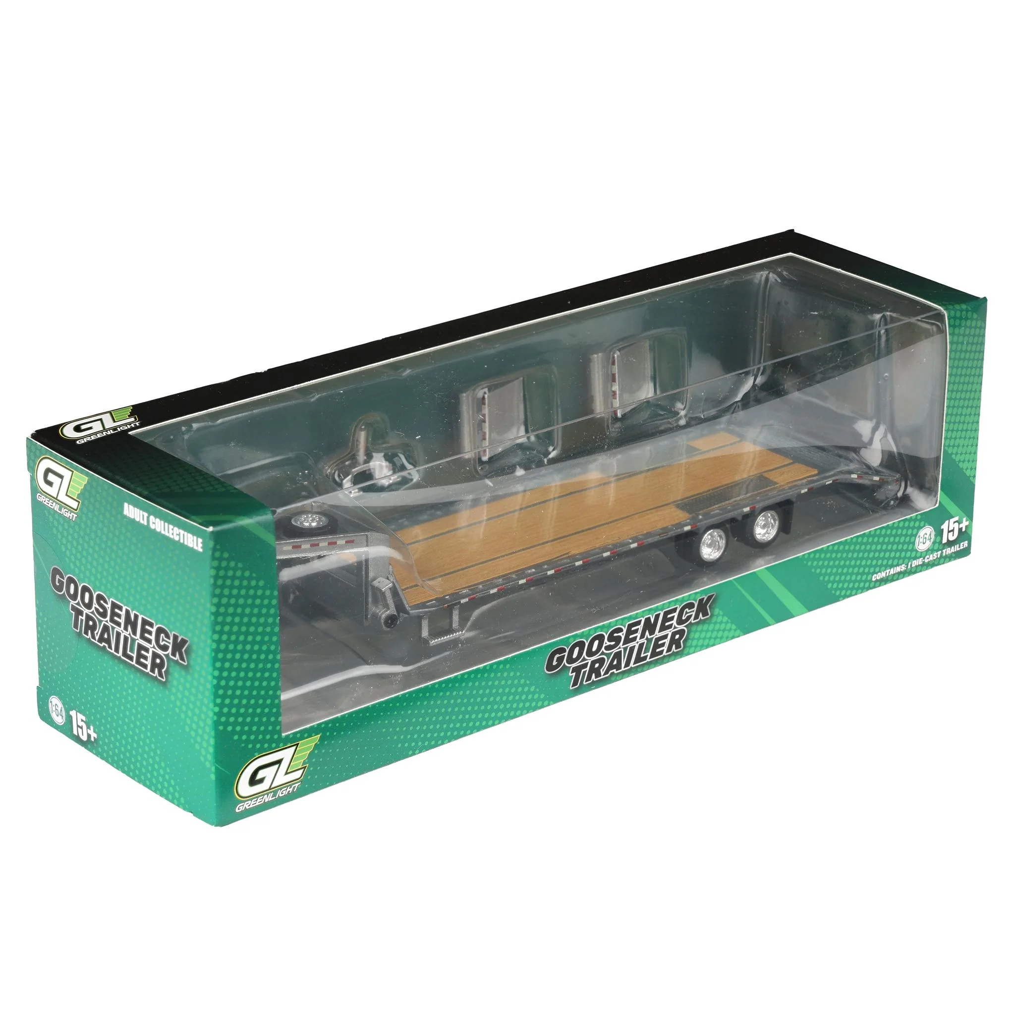 Raw Chase Unit ~ 1/64 Gooseneck Trailer with Red & White Conspicuity Stripes, Hobby Exclusive by GreenLight Collectibles - Image 2