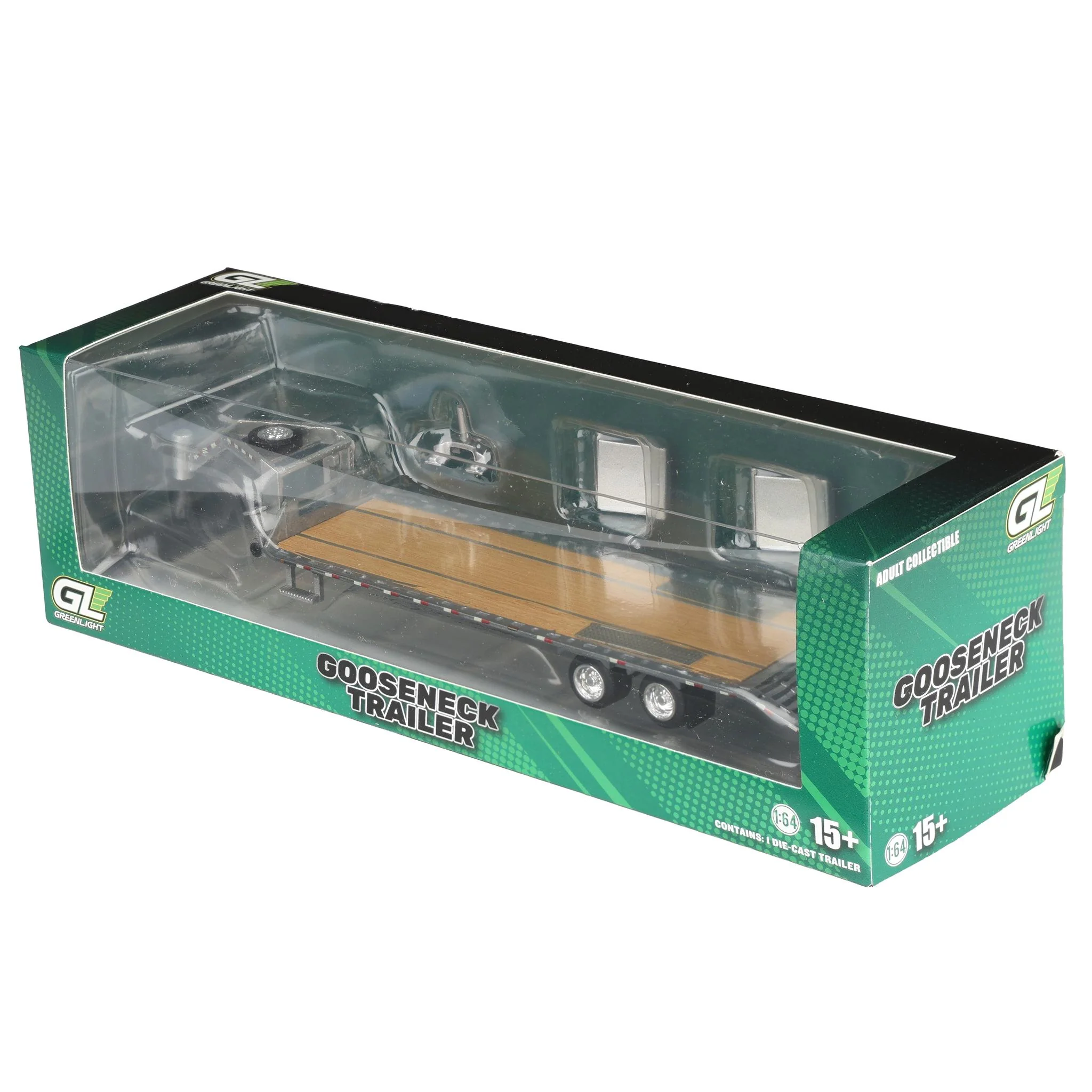 Raw Chase Unit ~ 1/64 Gooseneck Trailer with Red & White Conspicuity Stripes, Hobby Exclusive by GreenLight Collectibles - Image 3