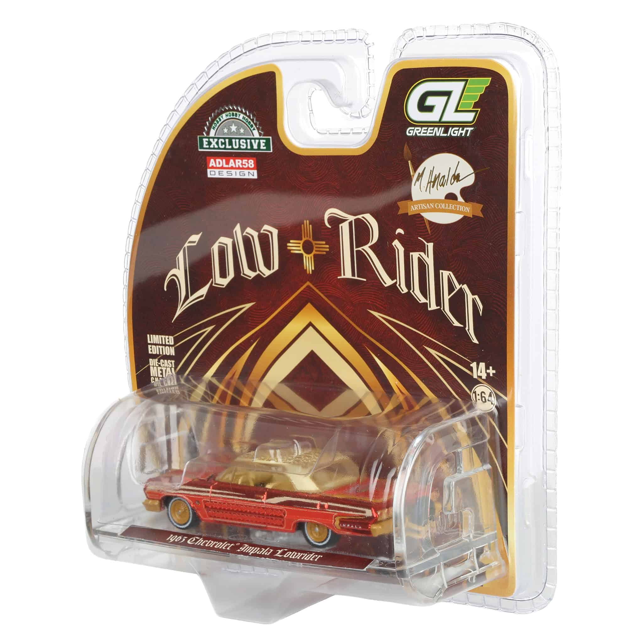Red Chrome Chase Unit ~ 1/64 1963 Chevrolet Impala Lowrider, Michael Heralda Special Edition, Hobby Exclusive - Image 3