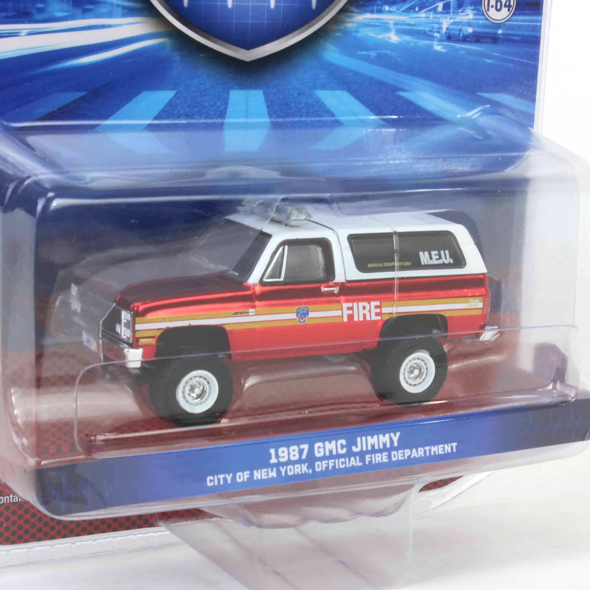 Red Chrome Super Chase ~ 1/64 1987 GMC Jimmy, FDNY M.E.U., First Responders Series 2 - Image 2