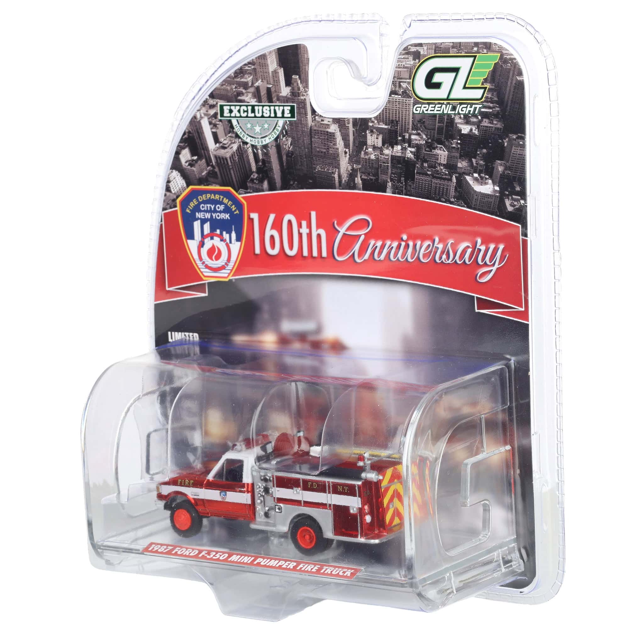 Red Chrome Super Chase Unit ~ 1/64 1987 Ford F-350 Mini Pumper Fire Truck, FDNY 160th Anniversary, Hobby Exclusive - Image 3