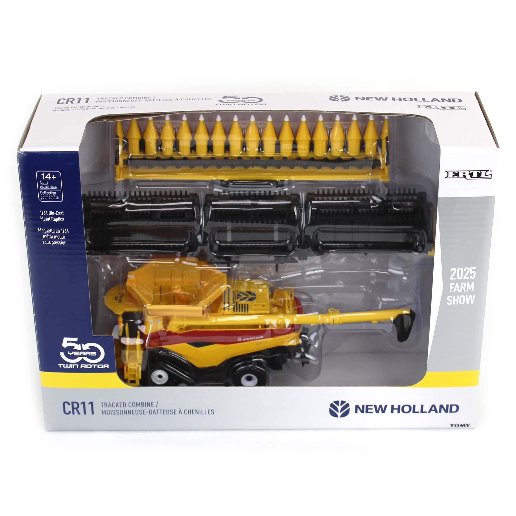 Retro Chase Unit ~ 1/64 New Holland CR11 Tracked Combine with Corn & Draper Heads, 2025 Farm Show - Image 2
