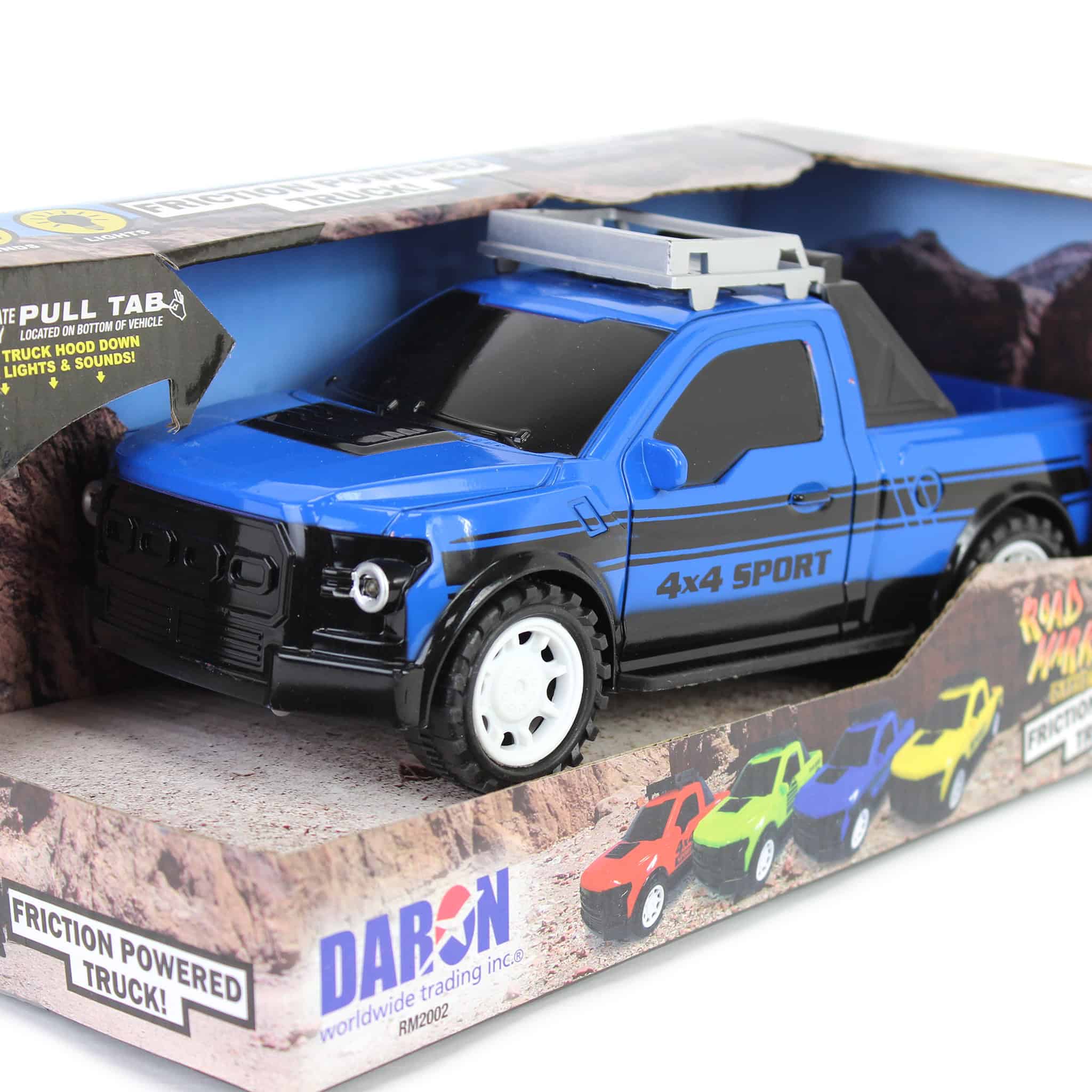 Road Marks Blue Off Road Pickup Truck-Friction Powered - Image 2