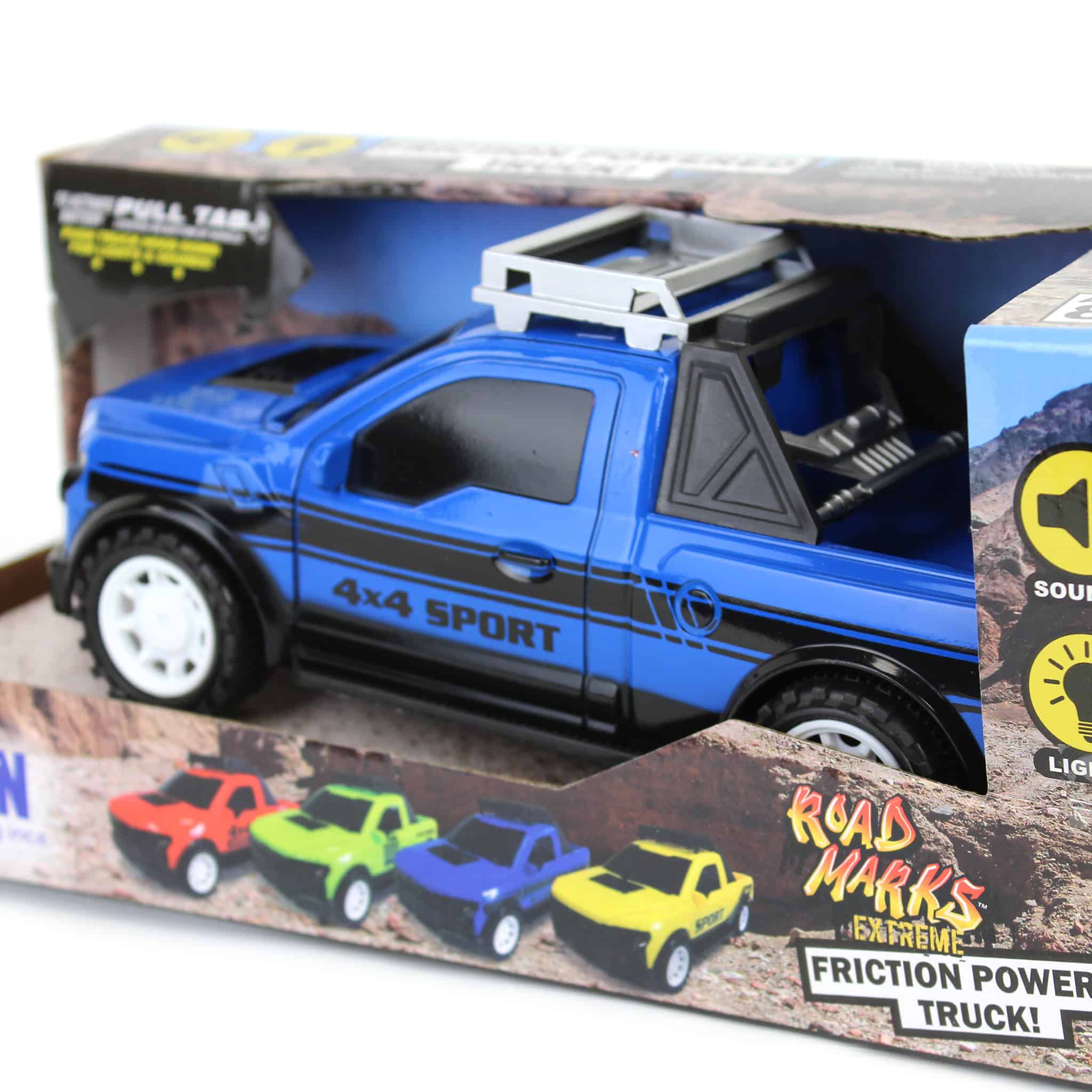 Road Marks Blue Off Road Pickup Truck-Friction Powered - Image 3