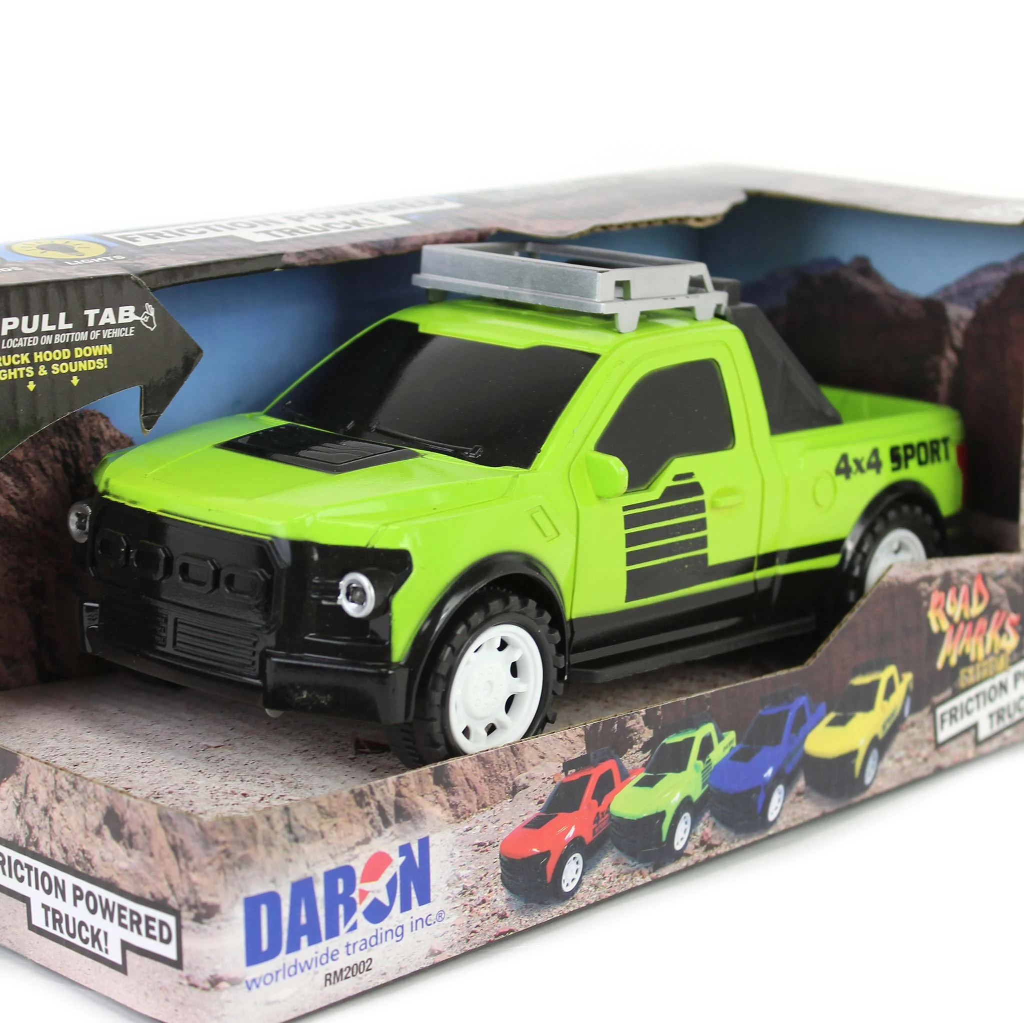 Road Marks Green Off Road Pickup Truck-Friction Powered - Image 2