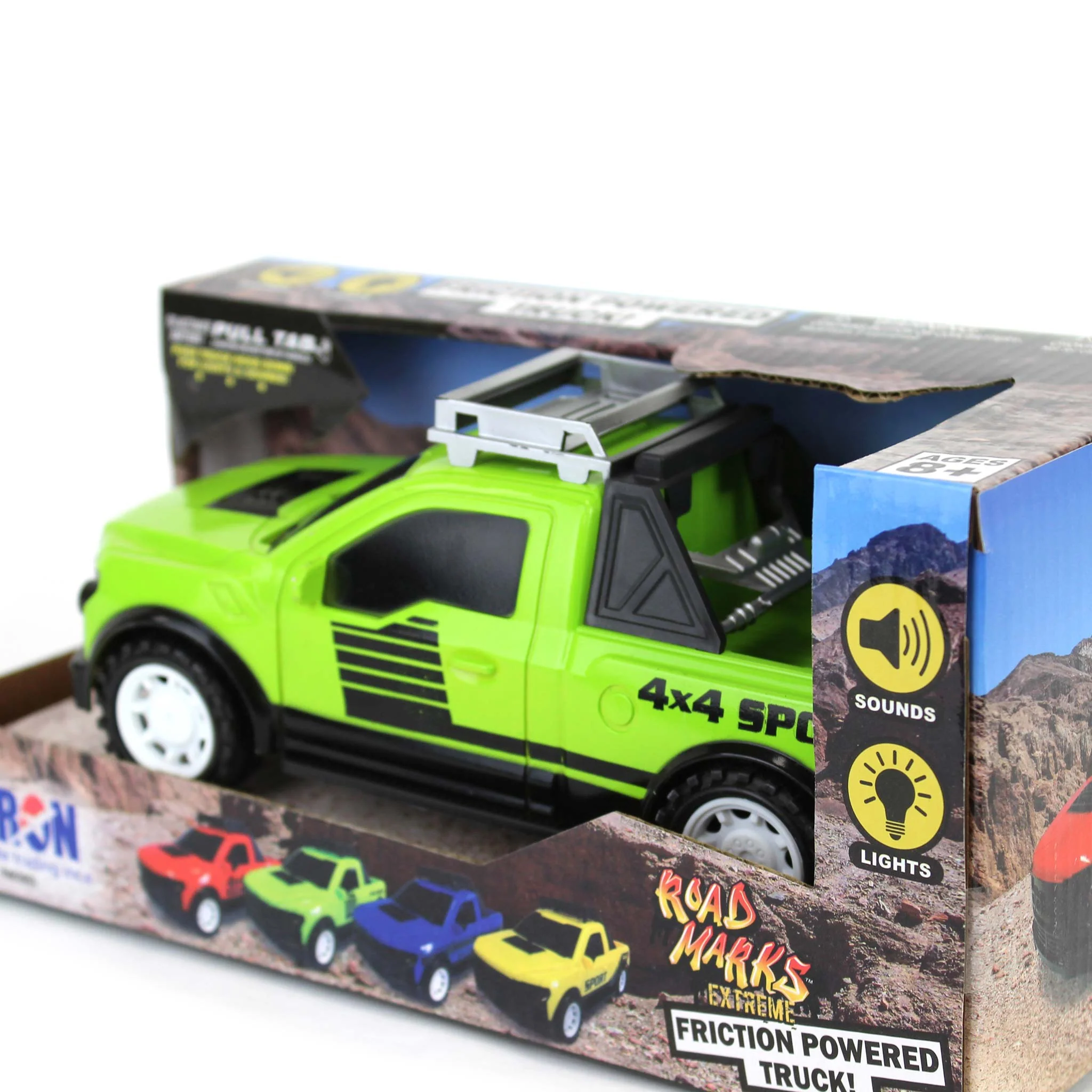 Road Marks Green Off Road Pickup Truck-Friction Powered - Image 3